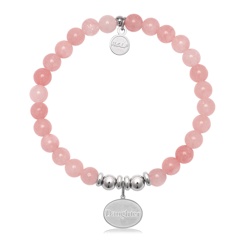 HELP by TJ Daughter Charm with Pink Jade Charity Bracelet