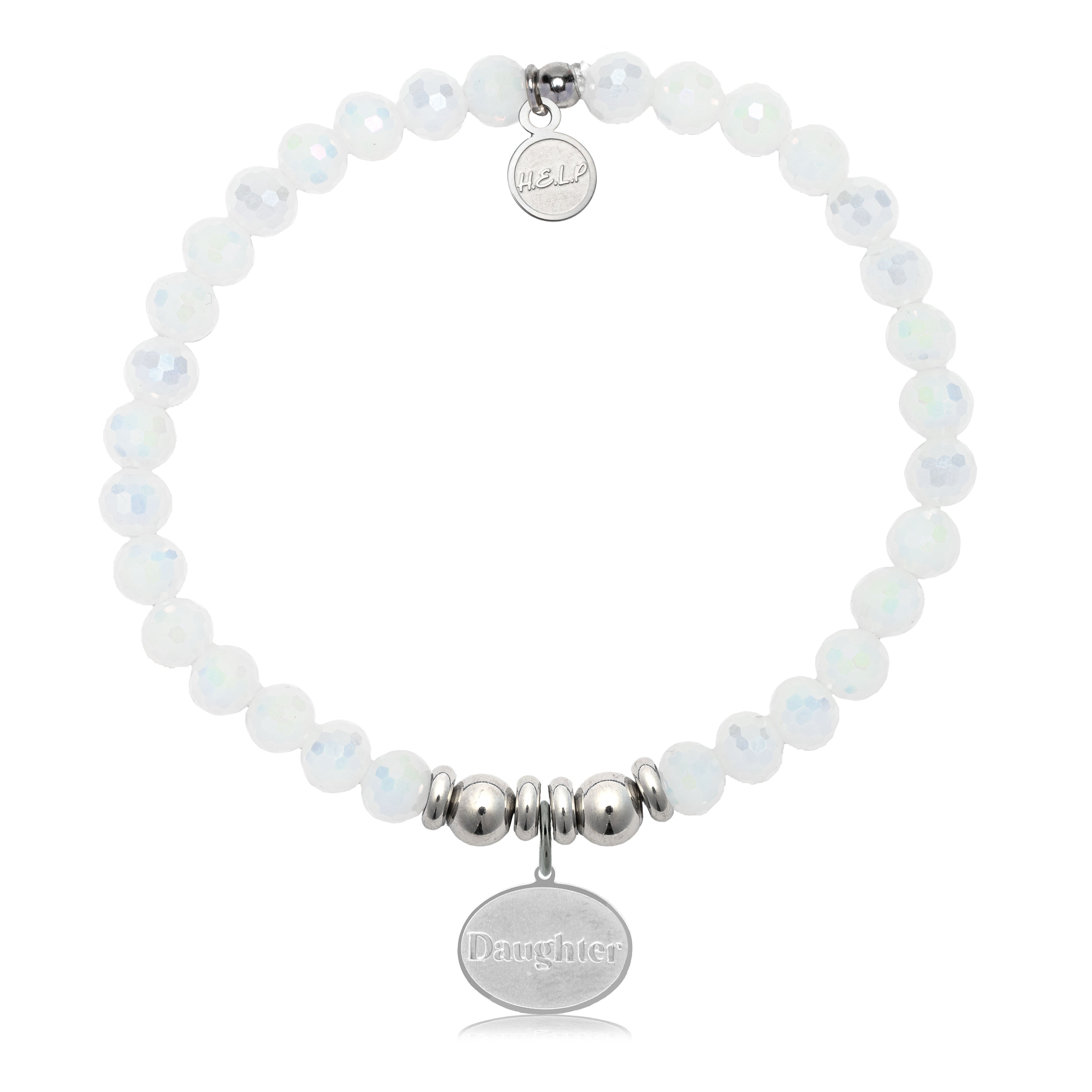 HELP by TJ Daughter Charm with White Crystal Charity Bracelet
