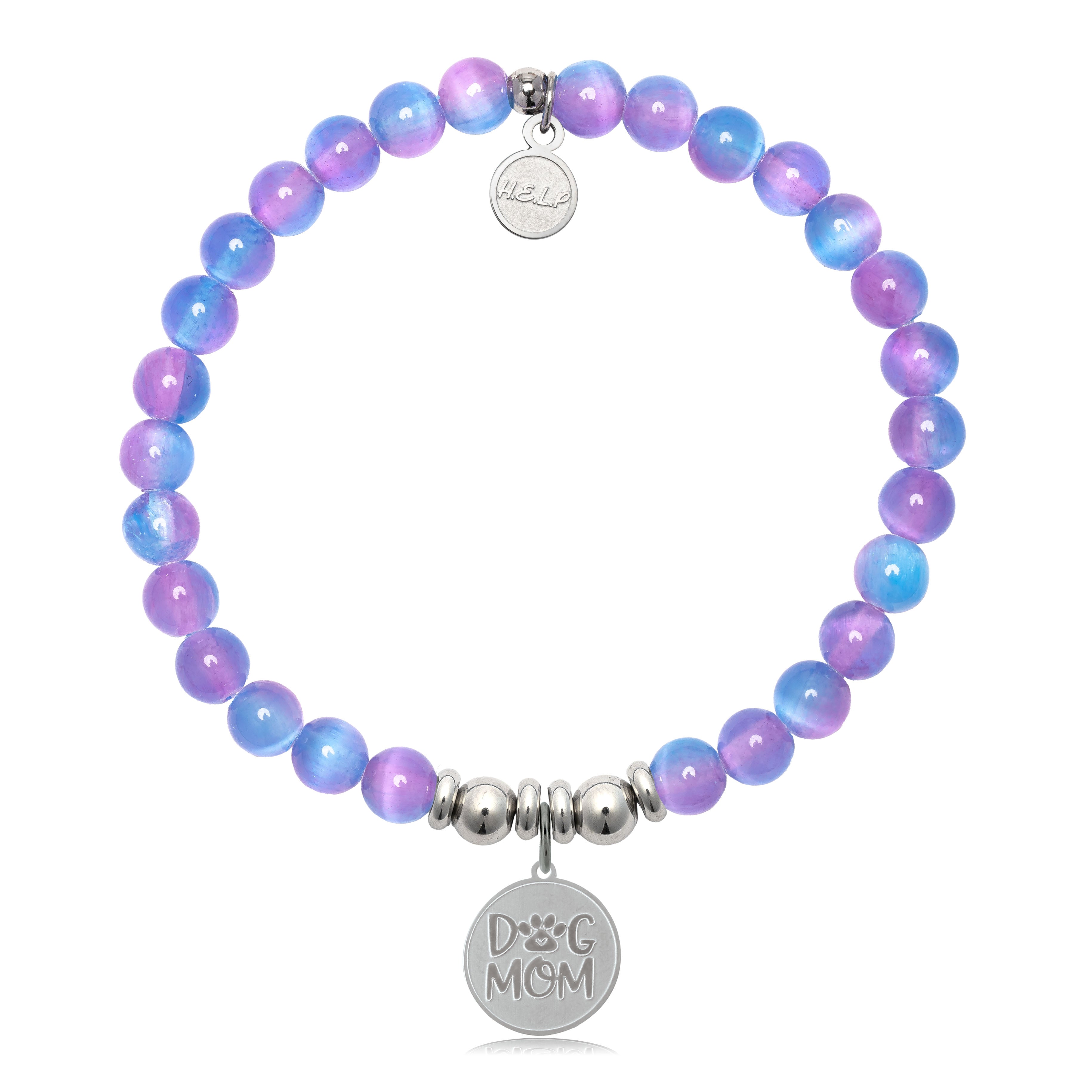 HELP by TJ Dog Mom Charm with Periwinkle Selenite Charity Bracelet