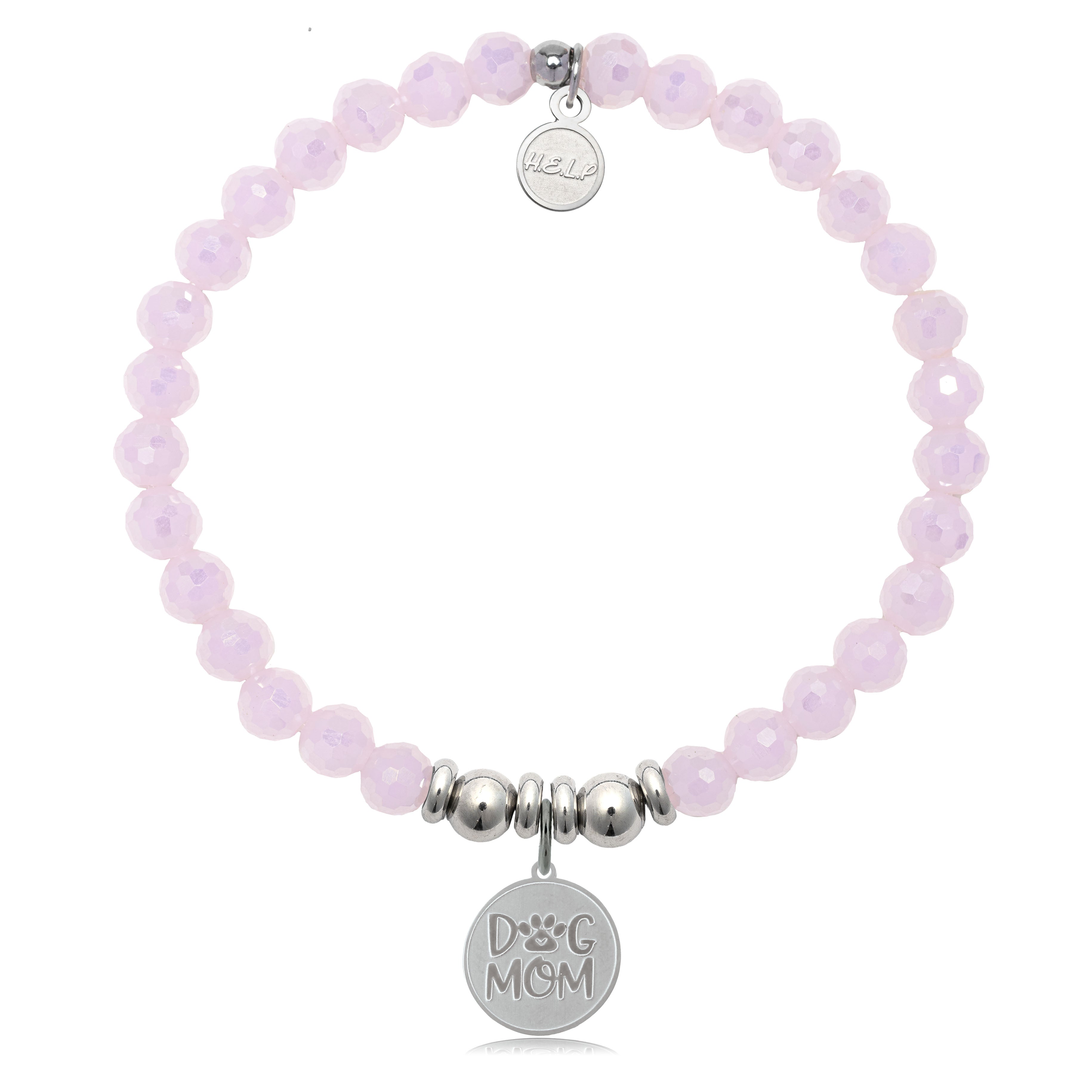 HELP by TJ Dog Mom Charm with Pink Crystal Charity Bracelet