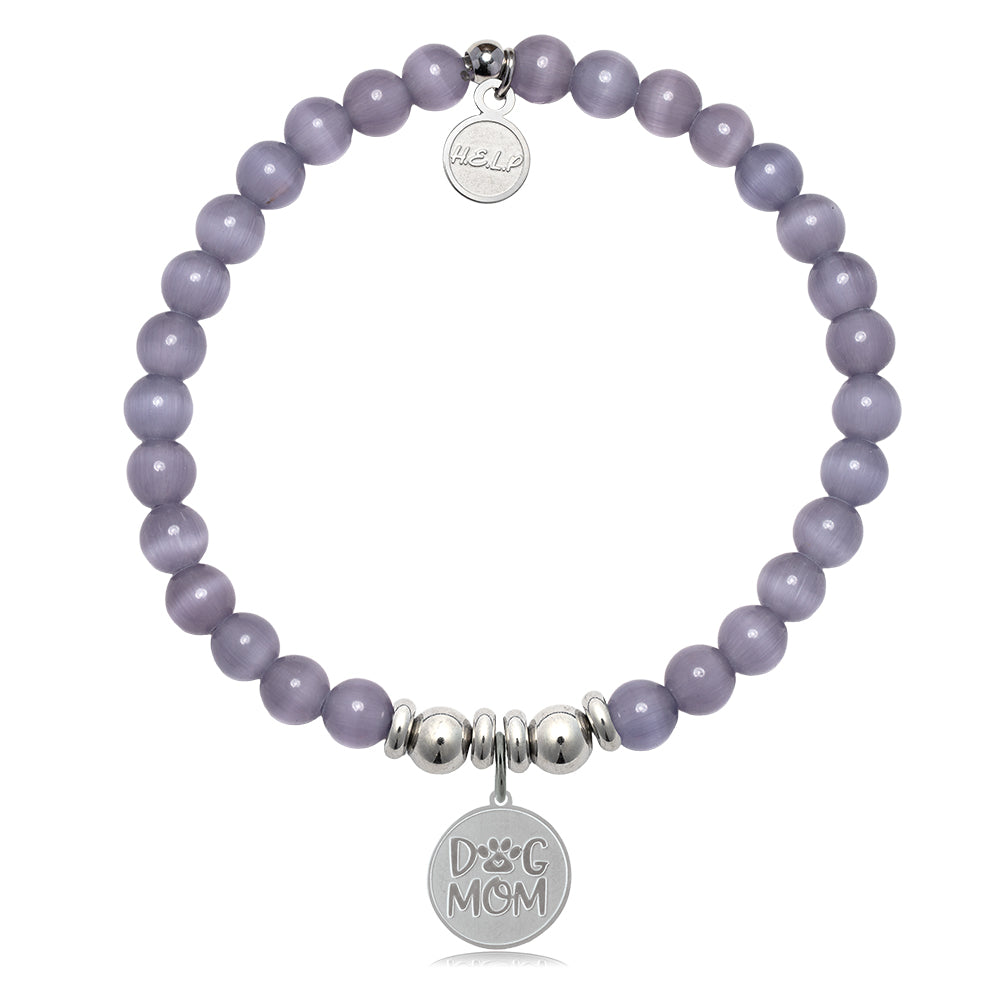 HELP by TJ Dog Mom Charm with Purple Cats Eye Charity Bracelet