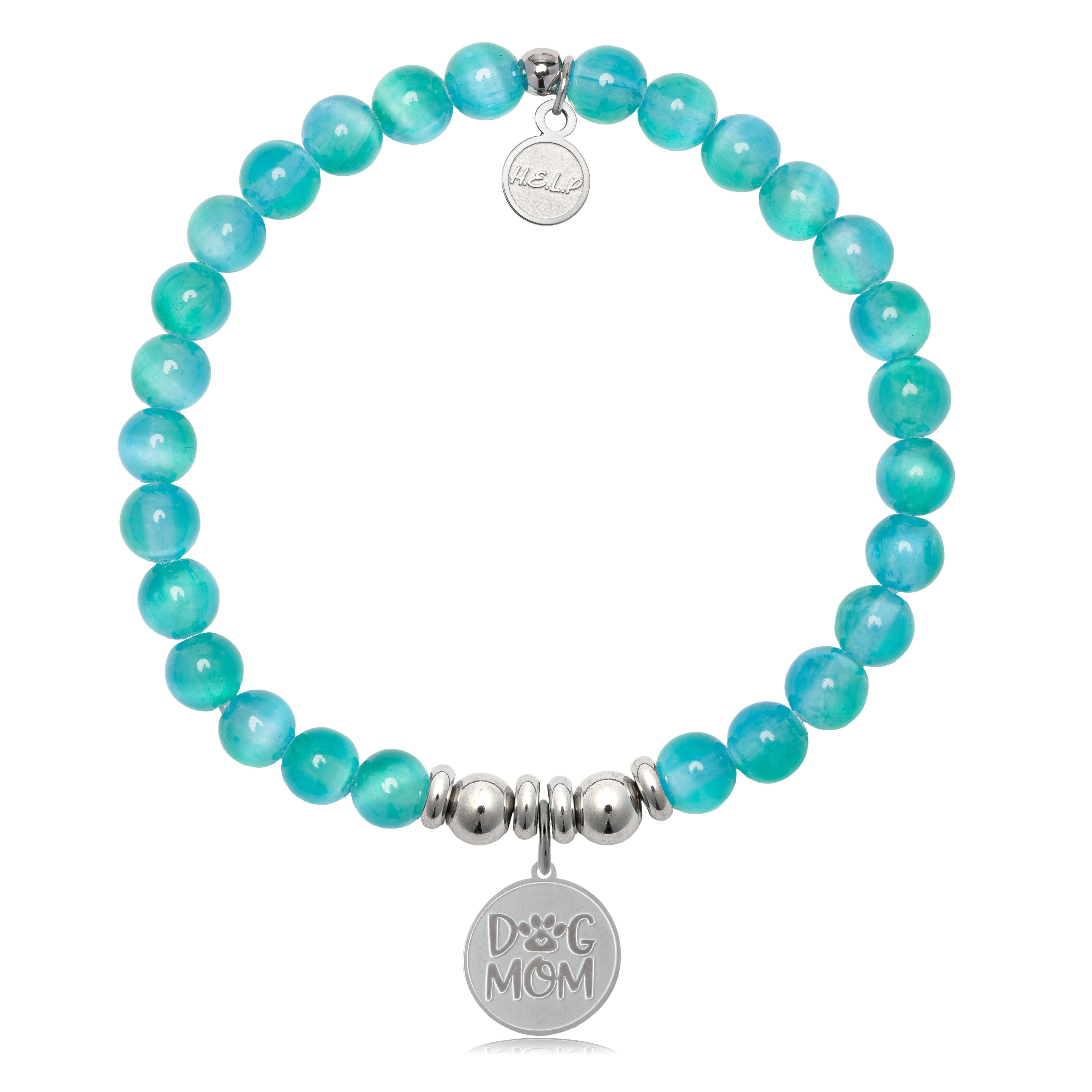 HELP by TJ Dog Mom Charm with Teal Selenite Charity Bracelet