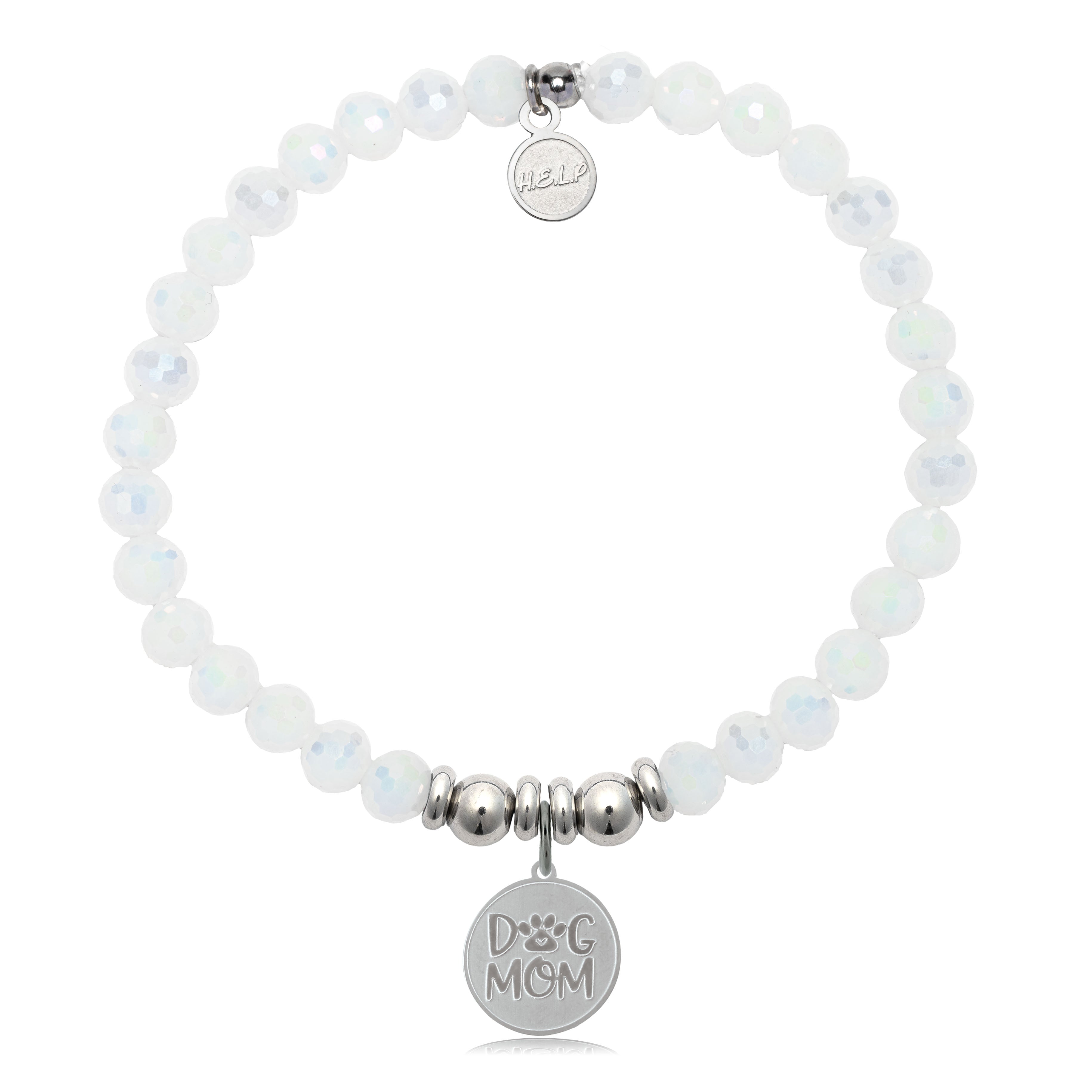 HELP by TJ Dog Mom Charm with White Crystal Charity Bracelet