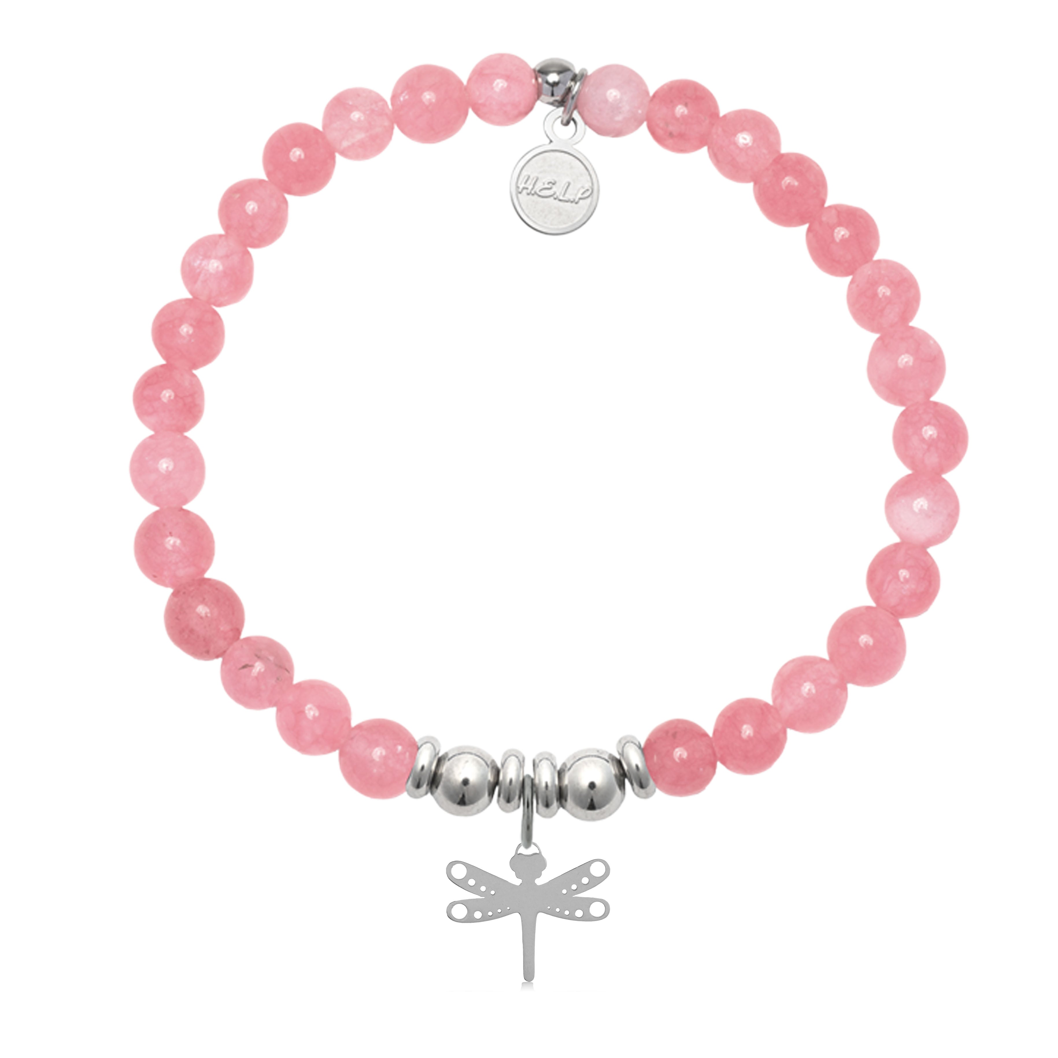 HELP by TJ Dragonfly Charm with Cherry Jade Charity Bracelet