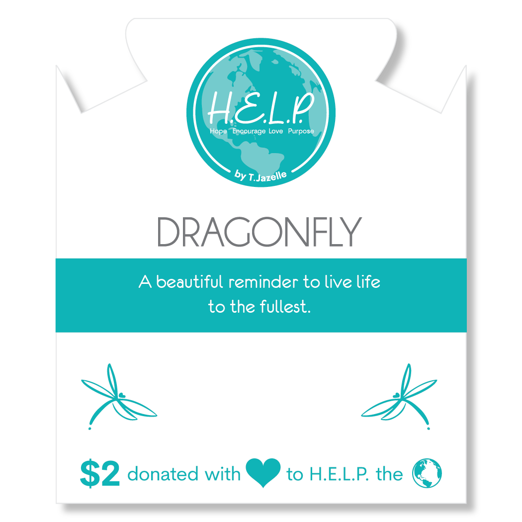 HELP by TJ Dragonfly Charm with Zebra Jade Charity Bracelet