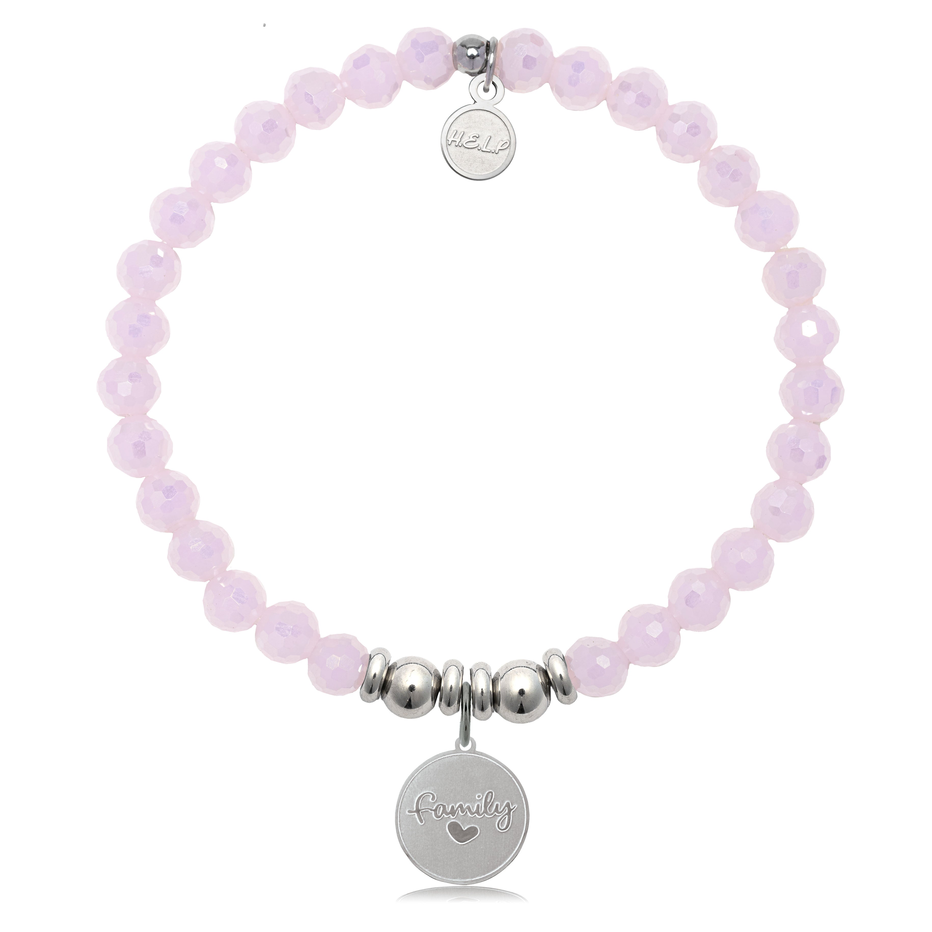HELP by TJ Family Charm with Pink Crystal Charity Bracelet