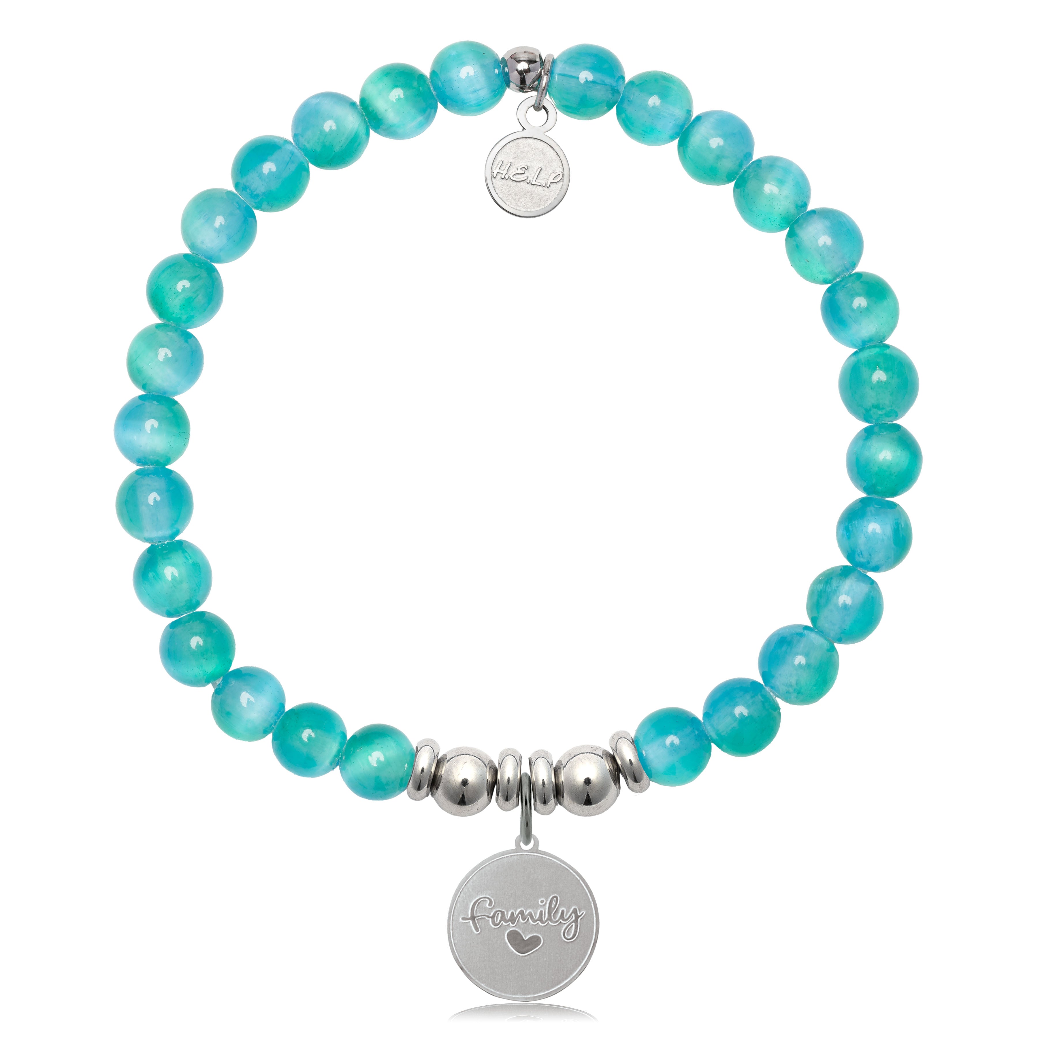 HELP by TJ Family Charm with Teal Selenite Charity Bracelet