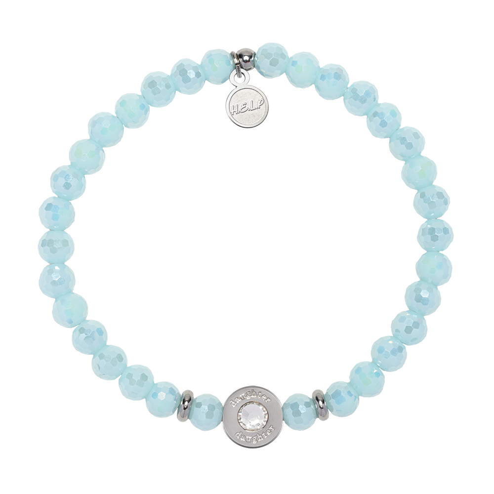 HELP by TJ Family Collection: Daughter Bead with Aqua Crystal Charity Bracelet