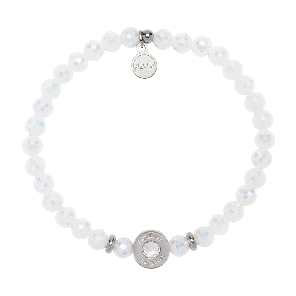 HELP by TJ Family Collection: Daughter Bead with White Crystal Charity Bracelet