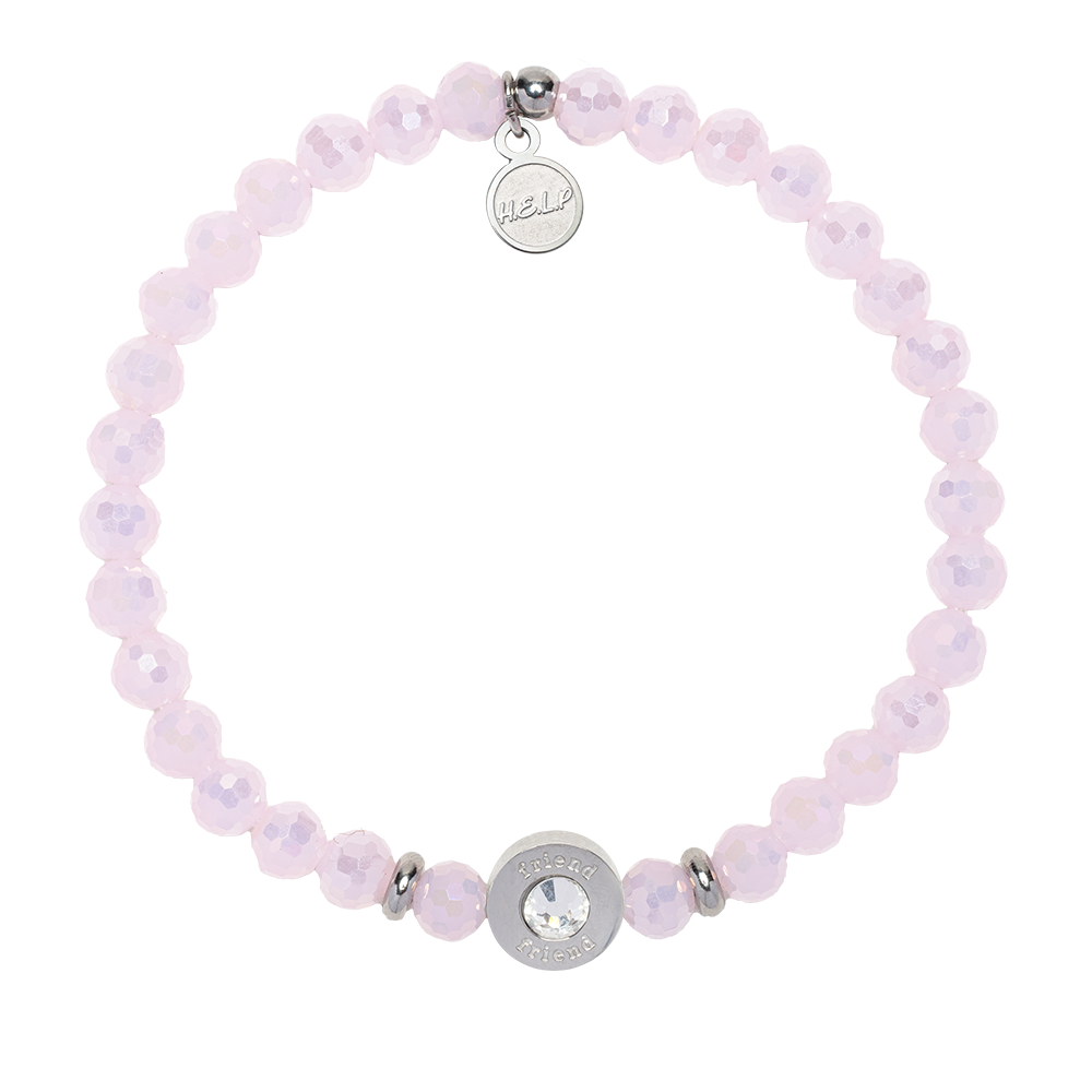 HELP by TJ Family Collection: Friend Bead with Pink Crystal Charity Bracelet