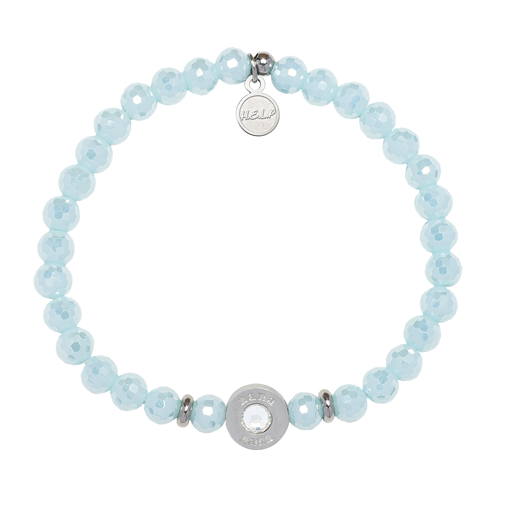 HELP by TJ Family Collection: Nana Bead with Aqua Crystal Charity Bracelet