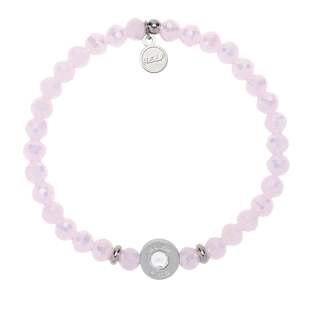 HELP by TJ Family Collection: Nana Bead with Pink Crystal Charity Bracelet