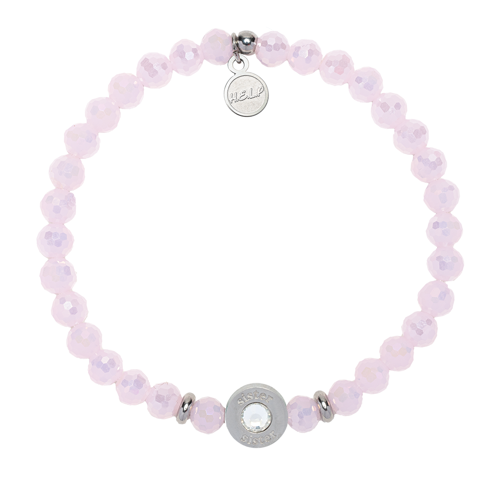 HELP by TJ Family Collection: Sister Bead with Pink Crystal Charity Bracelet
