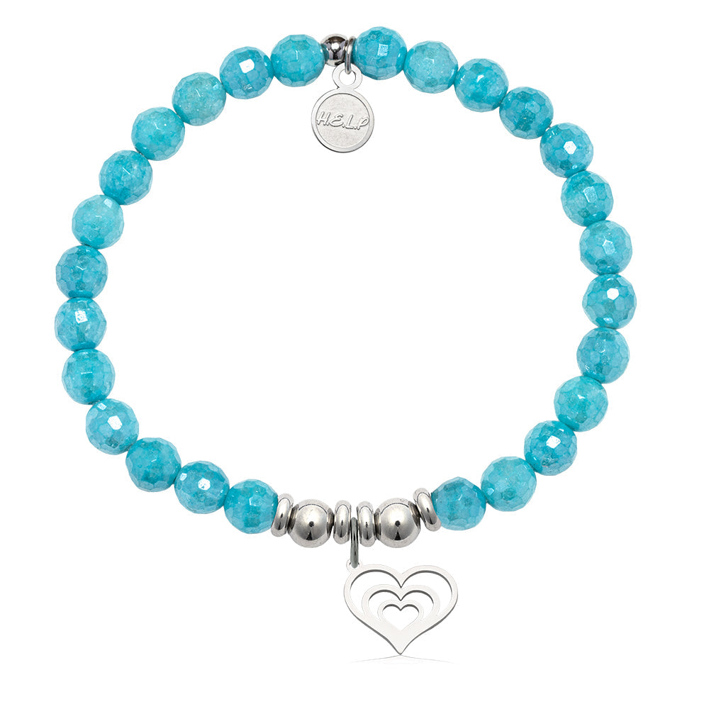 HELP by TJ Family Heart Charm with Blue Amazonite Charity Bracelet