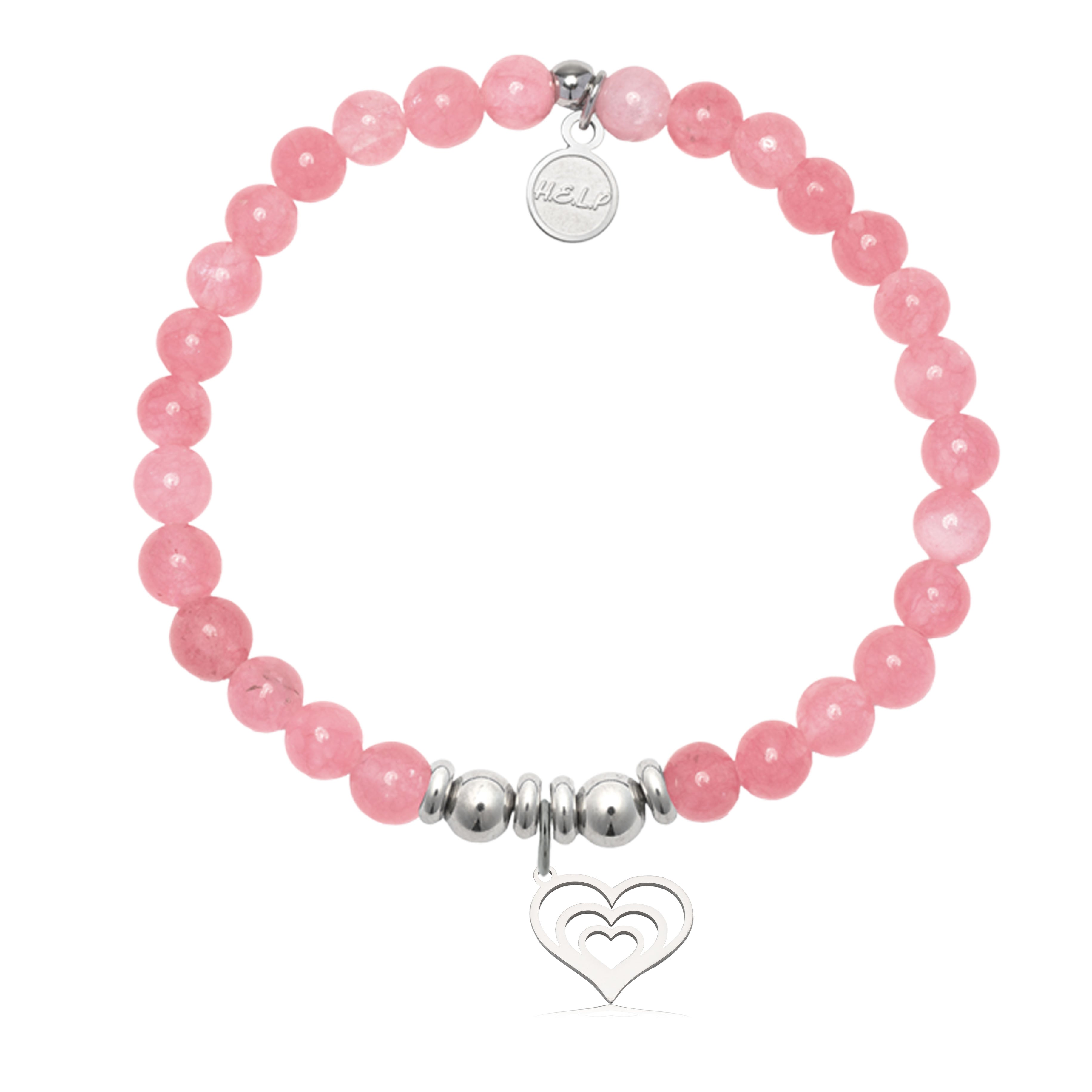 HELP by TJ Family Heart Charm with Cherry Jade Charity Bracelet
