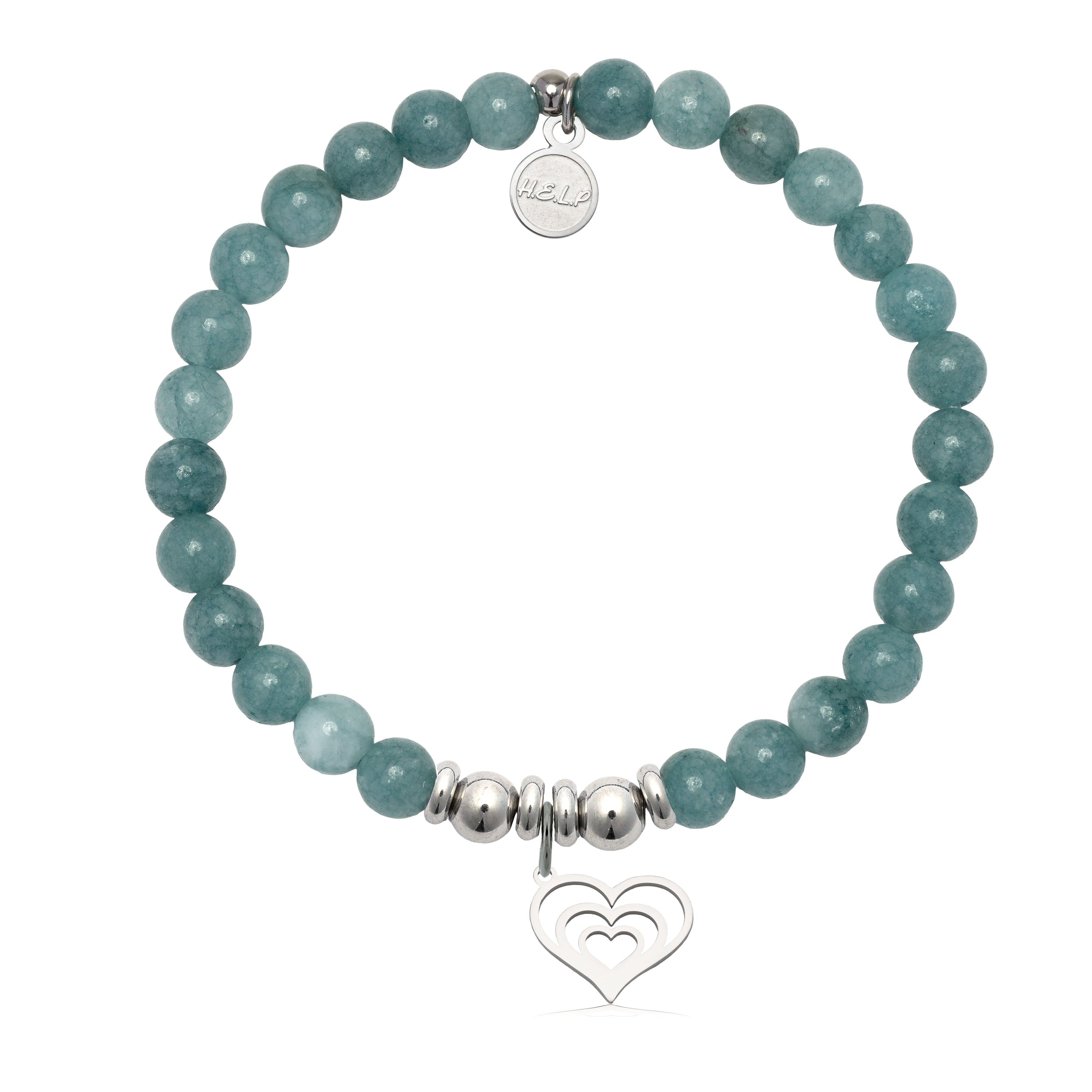 HELP by TJ Family Heart Charm with Mountain Blue Jade Charity Bracelet