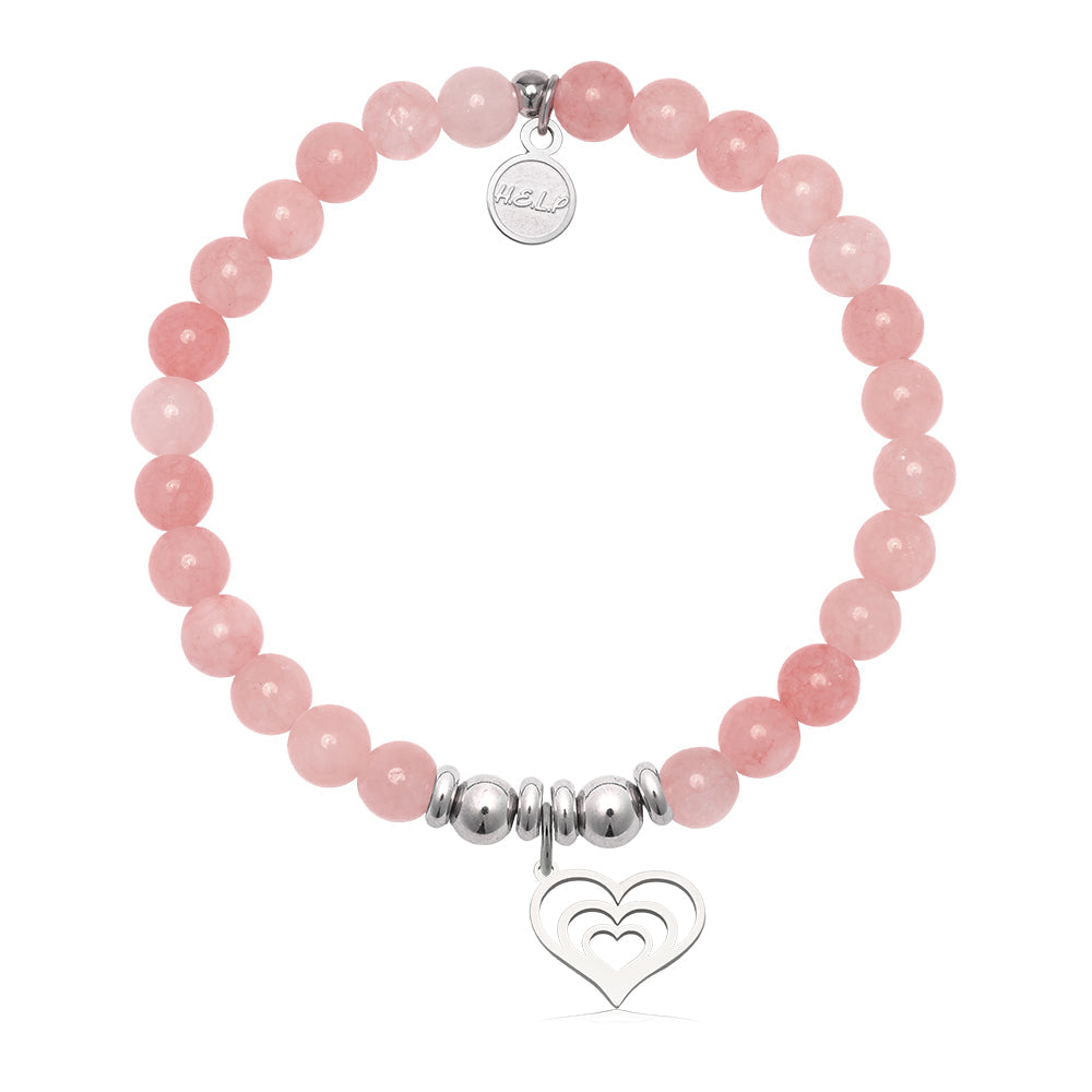HELP by TJ Family Heart Charm with Pink Jade Charity Bracelet