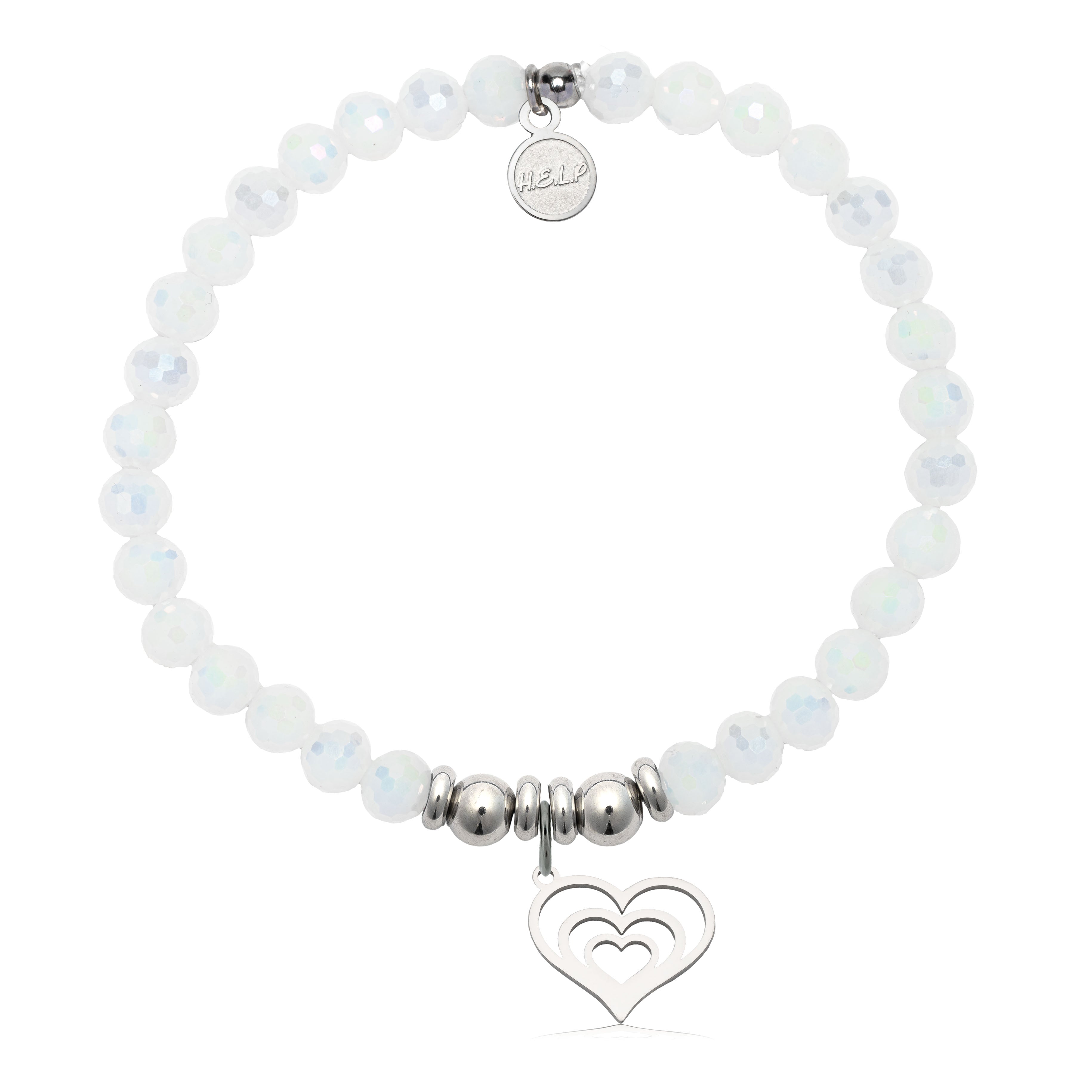 HELP by TJ Family Heart Charm with White Crystal Charity Bracelet