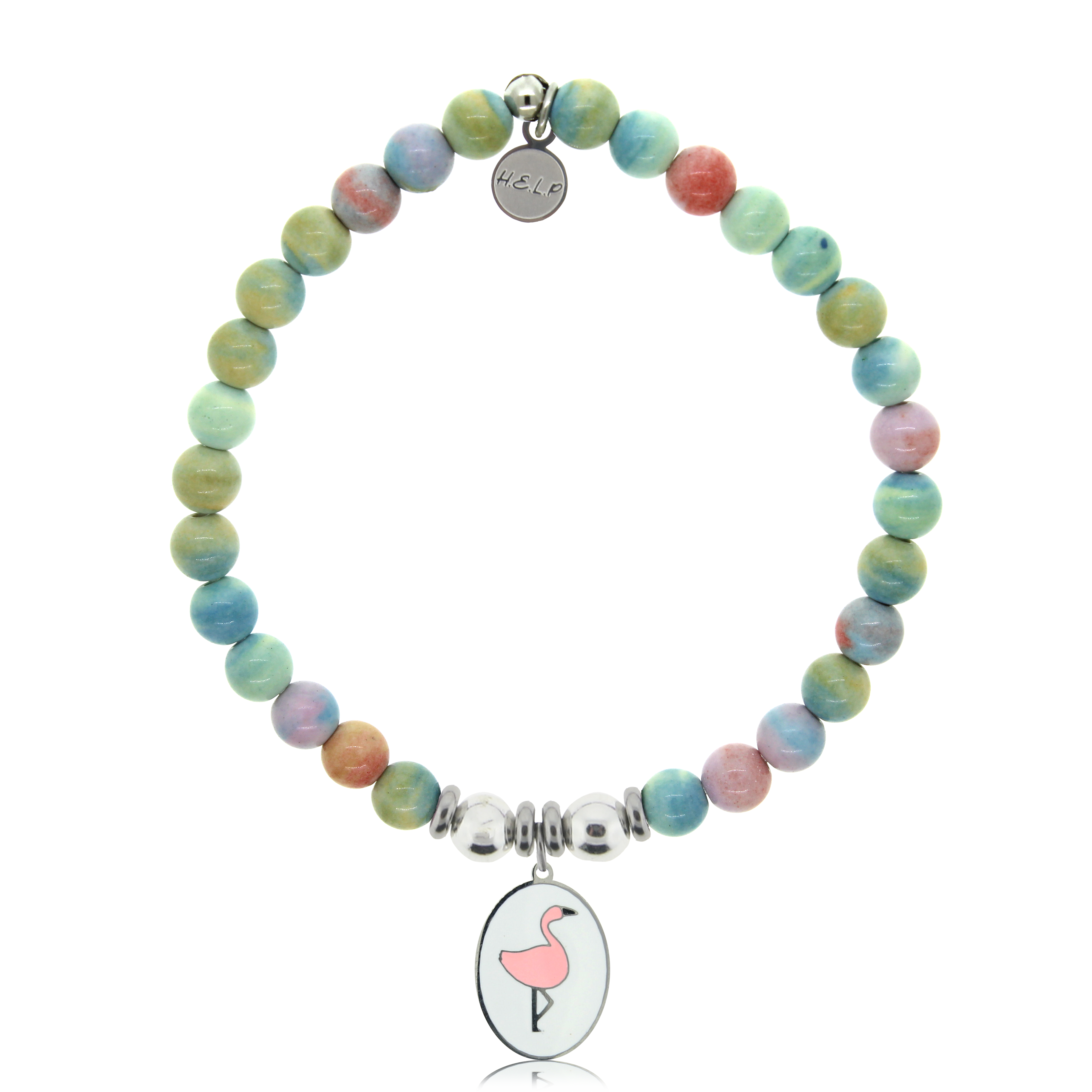 HELP by TJ Flamingo Charm with Pastel Jade Charity Bracelet