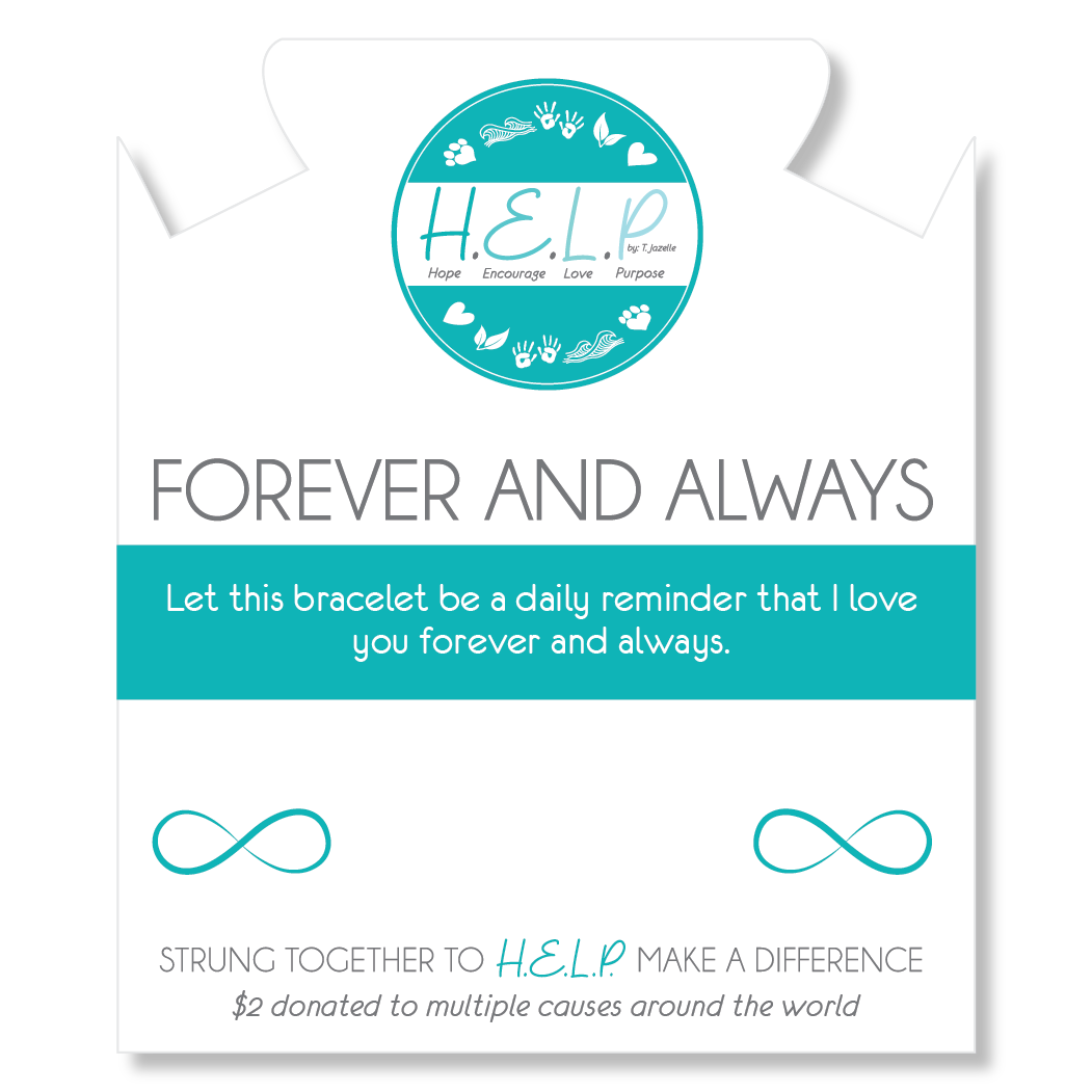 HELP by TJ Forever and Always Charm with Blue and White Jade Charity Bracelet