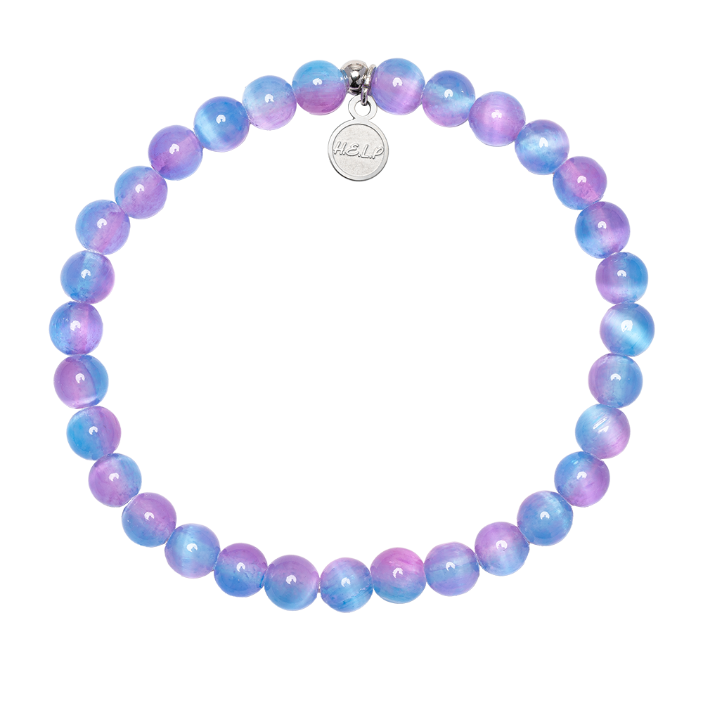 HELP by TJ Friends Forever Stacker Bracelet with Periwinkle Selenite Beads