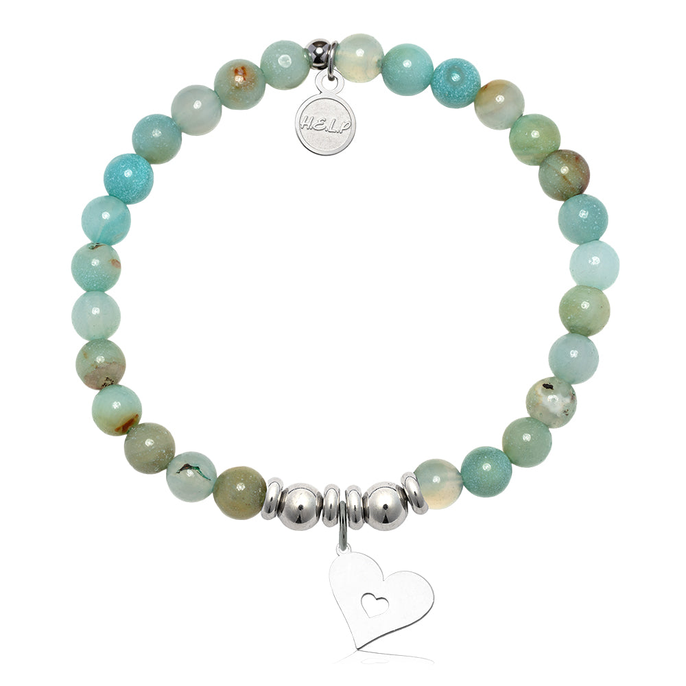 HELP by TJ Friendship Heart Charm with Multi Amazonite Charity Bracelet