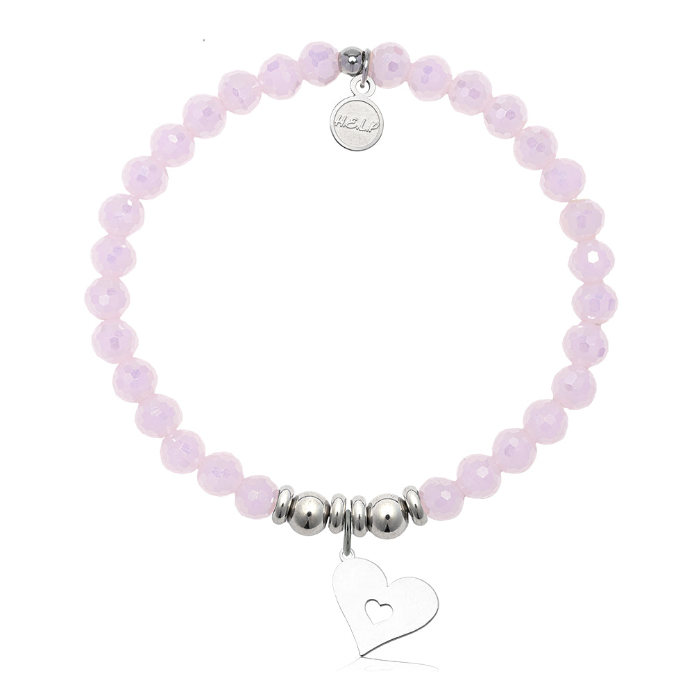 HELP by TJ Friendship Heart Charm with Pink Crystal Charity Bracelet