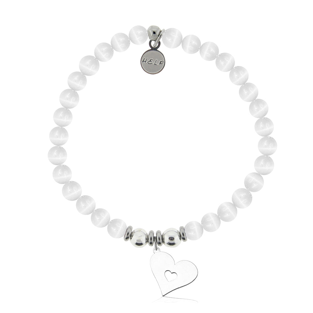 HELP by TJ Friendship Heart Charm with White Cats Eye Charity Bracelet