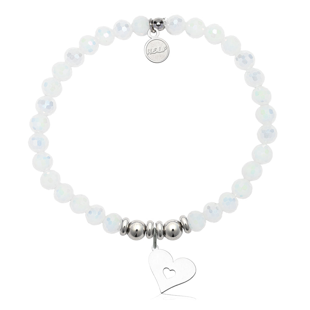 HELP by TJ Friendship Heart Charm with White Crystal Charity Bracelet