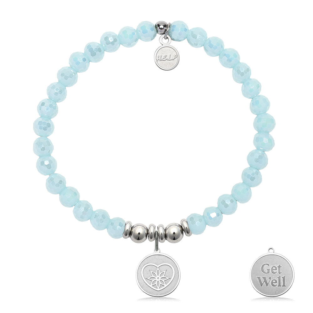 HELP by TJ Get Well Charm with Aqua Crystal Charity Bracelet