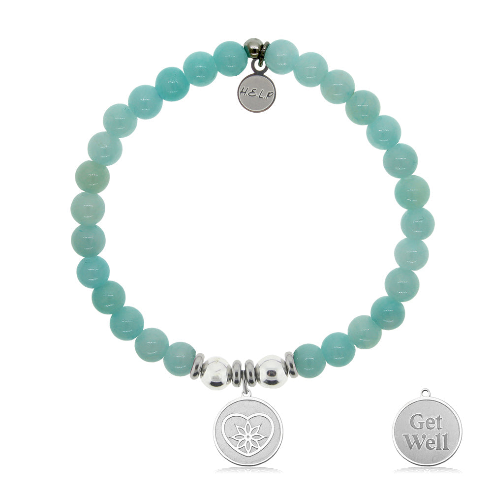HELP by TJ Get Well Charm with Baby Blue Quartz Charity Bracelet