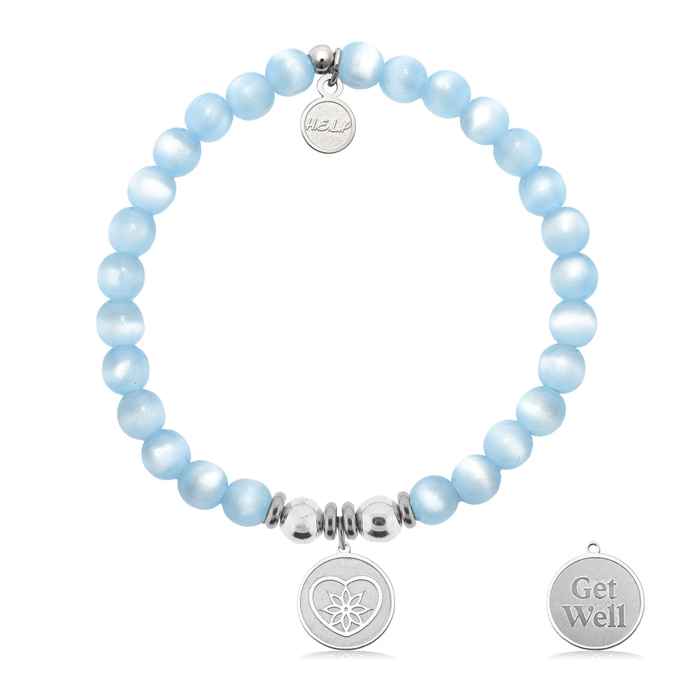 HELP by TJ Get Well Charm with Blue Selenite Charity Bracelet
