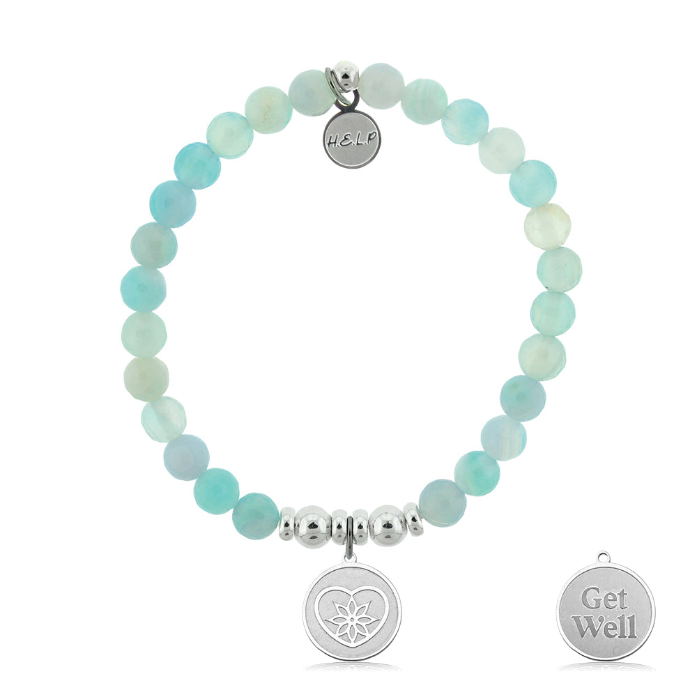 HELP by TJ Get Well Charm with Light Blue Agate Charity Bracelet