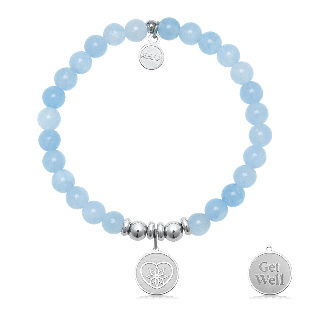 HELP by TJ Get Well Charm with Light Blue Quartz Charity Bracelet