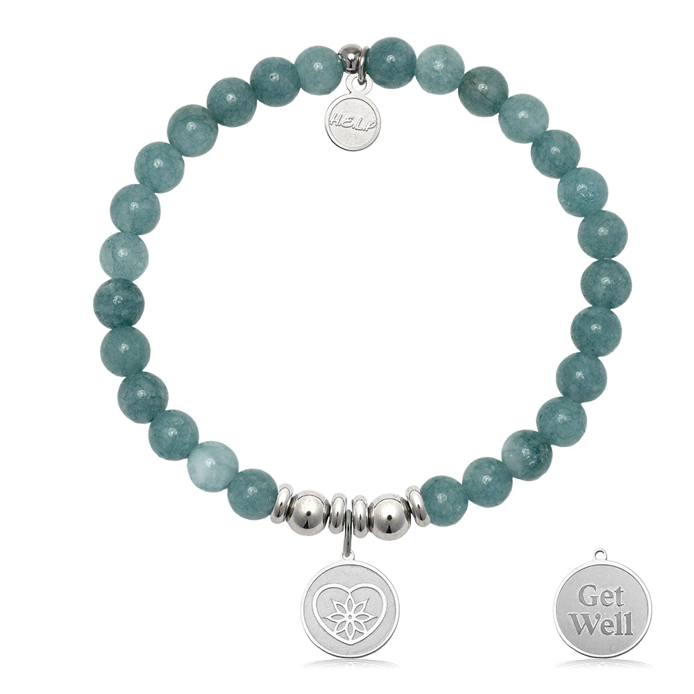 HELP by TJ Get Well Charm with Mountain Blue Jade Charity Bracelet