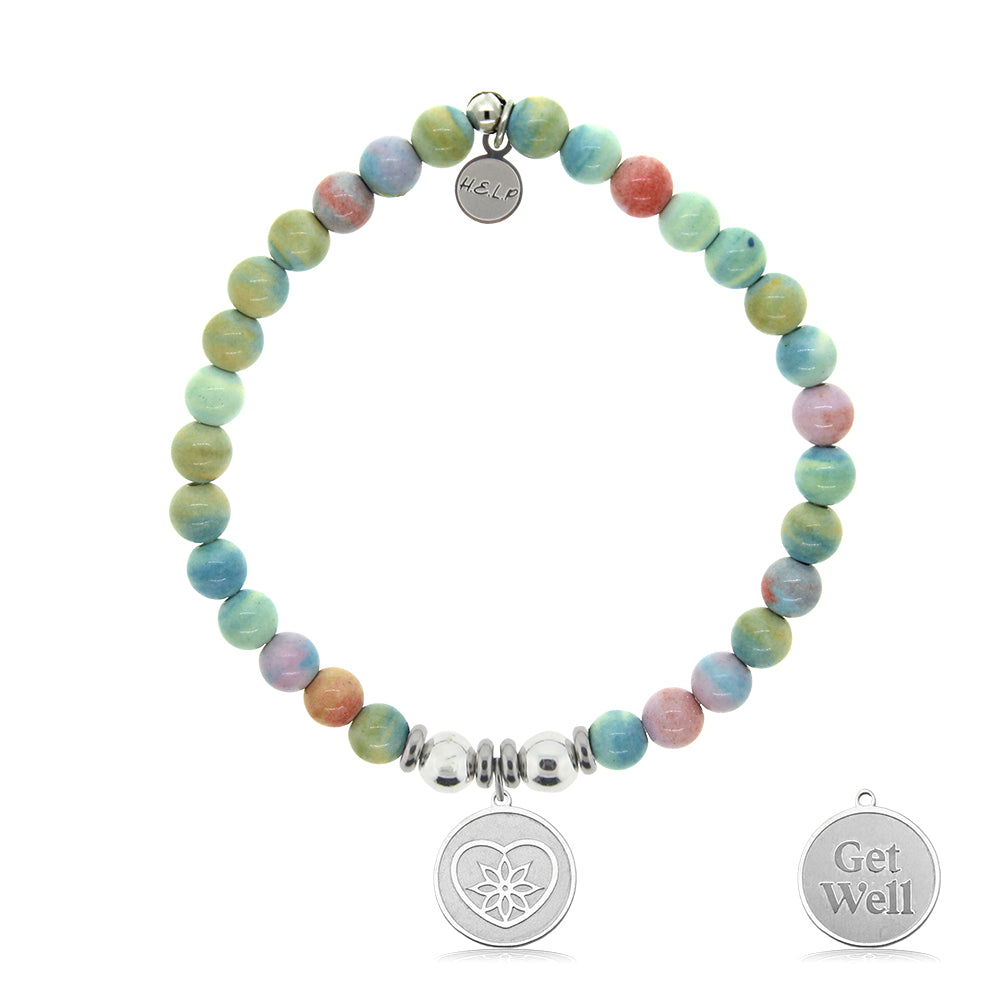 HELP by TJ Get Well Charm with Pastel Magnesite Charity Bracelet