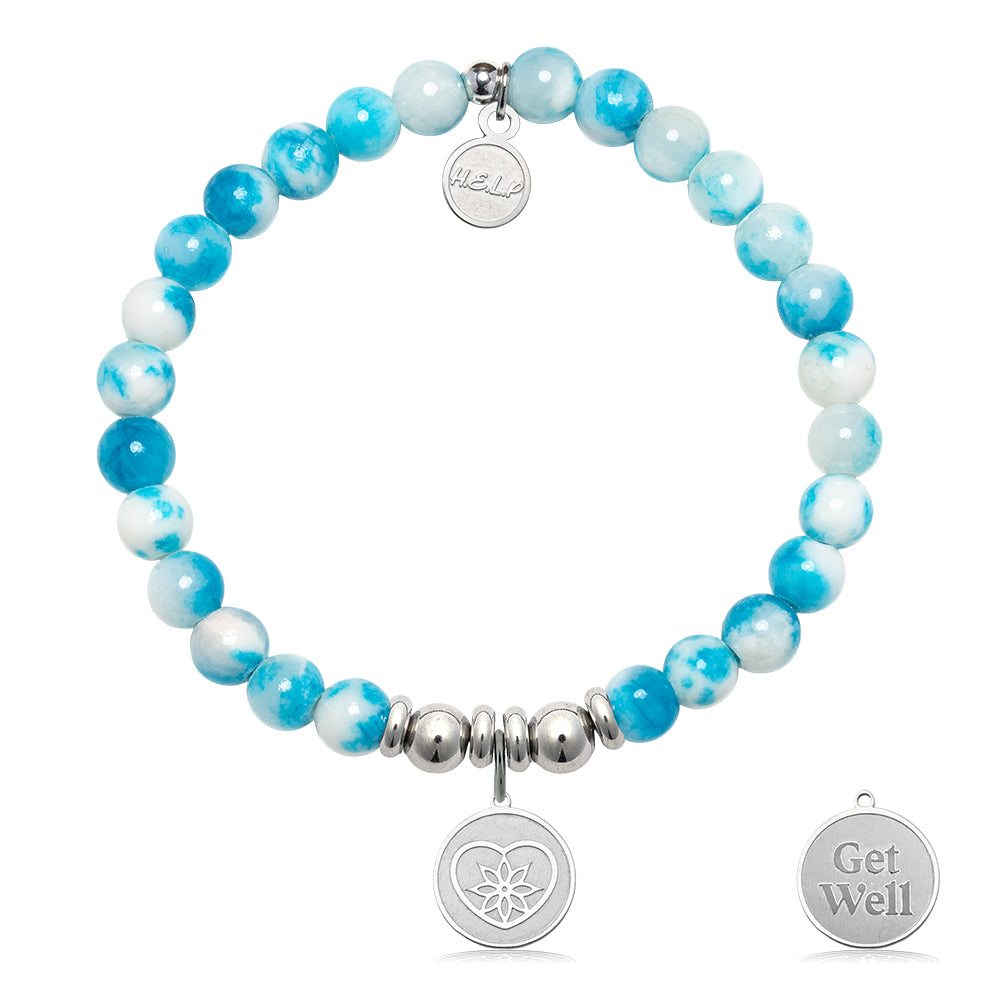 HELP by TJ Get Well Charm with Peppermint Jade Charity Bracelet