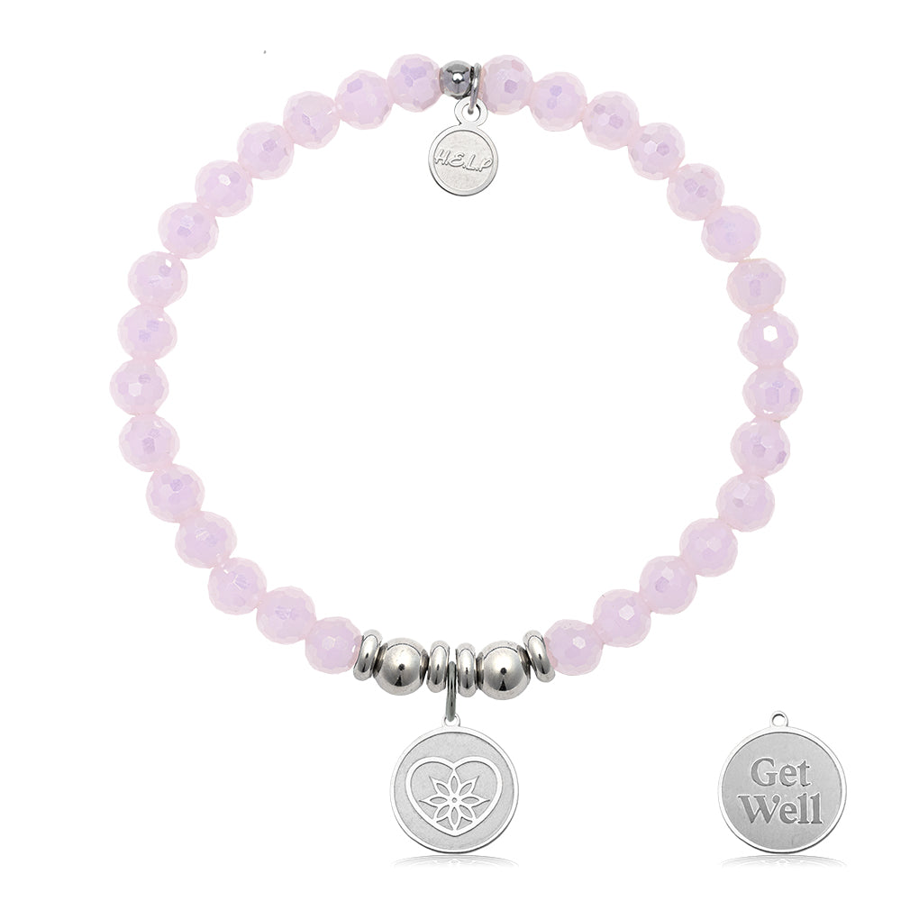 HELP by TJ Get Well Charm with Pink Crystal Charity Bracelet
