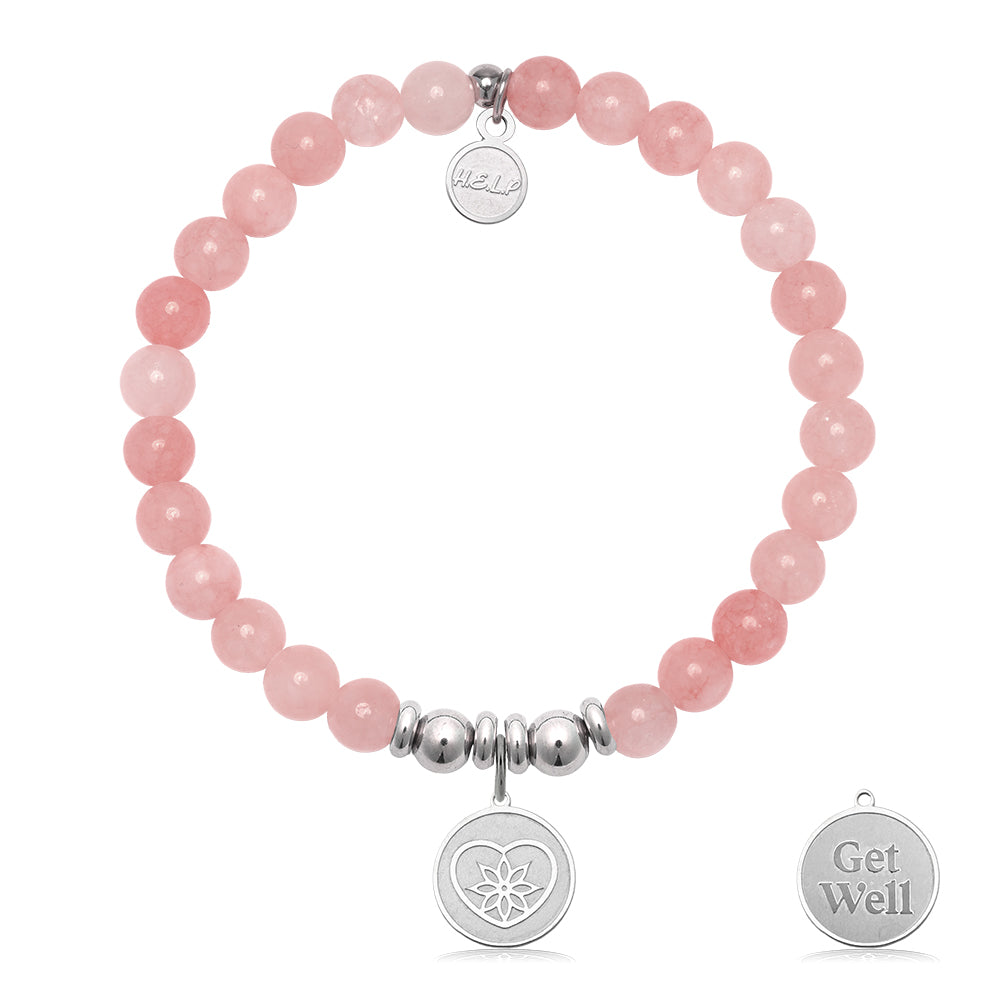 HELP by TJ Get Well Charm with Pink Jade Charity Bracelet