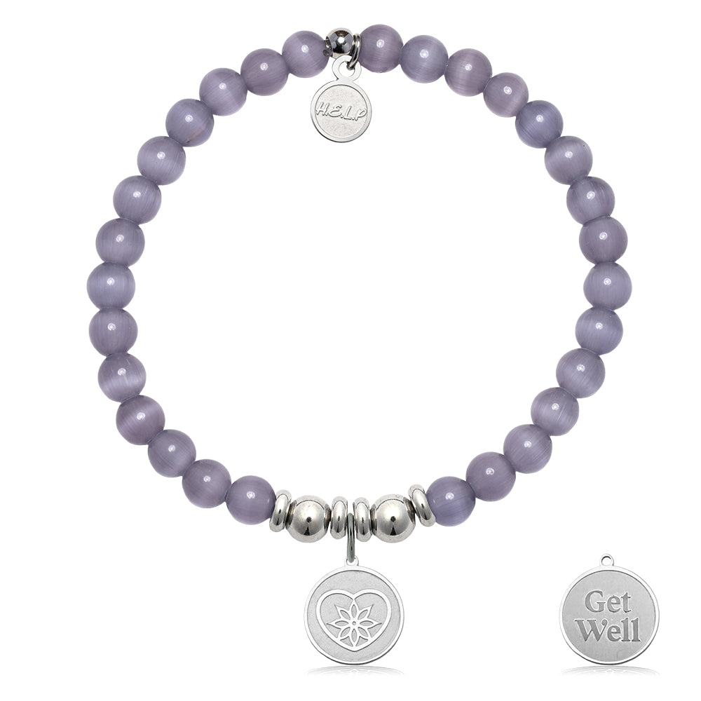 HELP by TJ Get Well Charm with Purple Cats Eye Charity Bracelet
