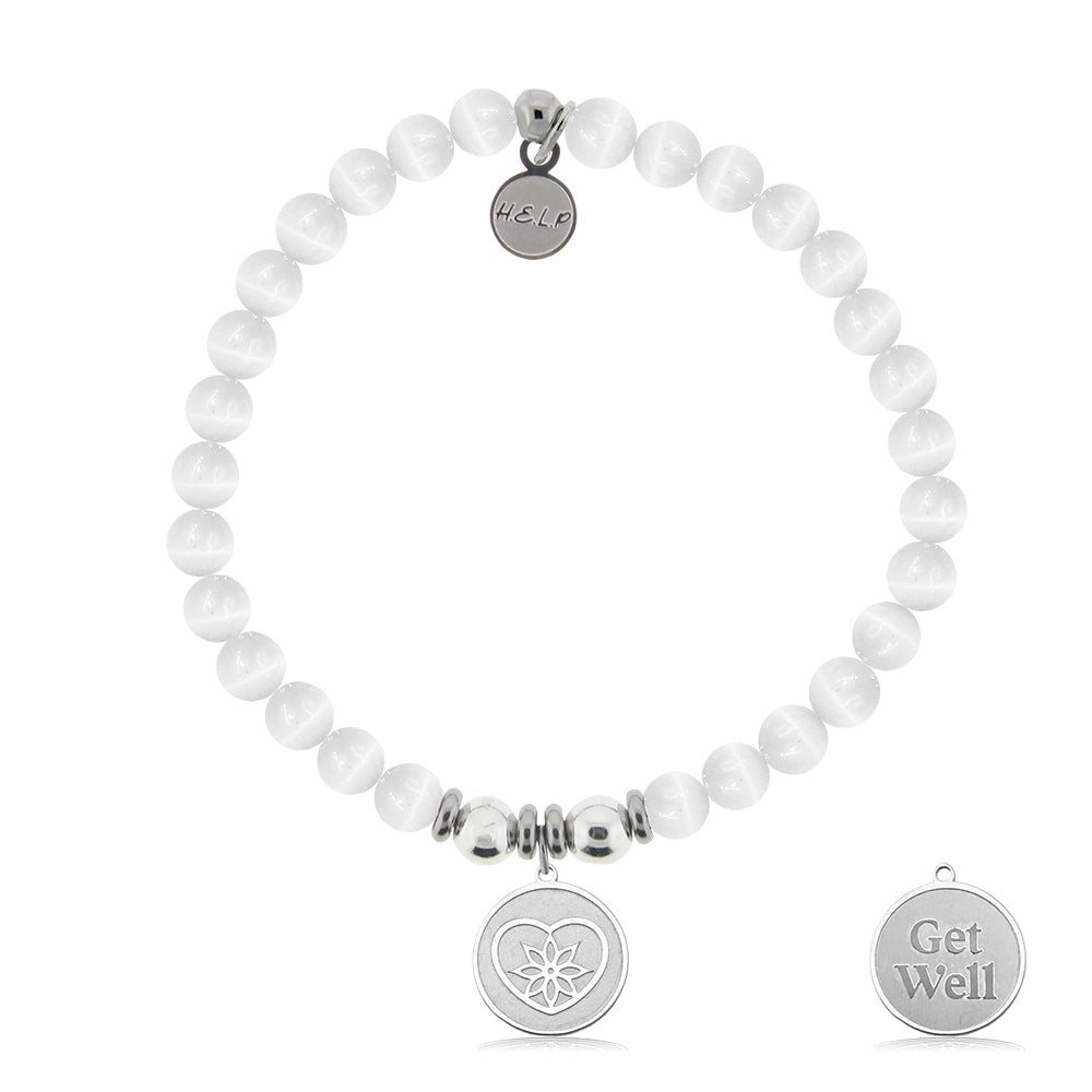 HELP by TJ Get Well Charm with White Cats Eye Charity Bracelet