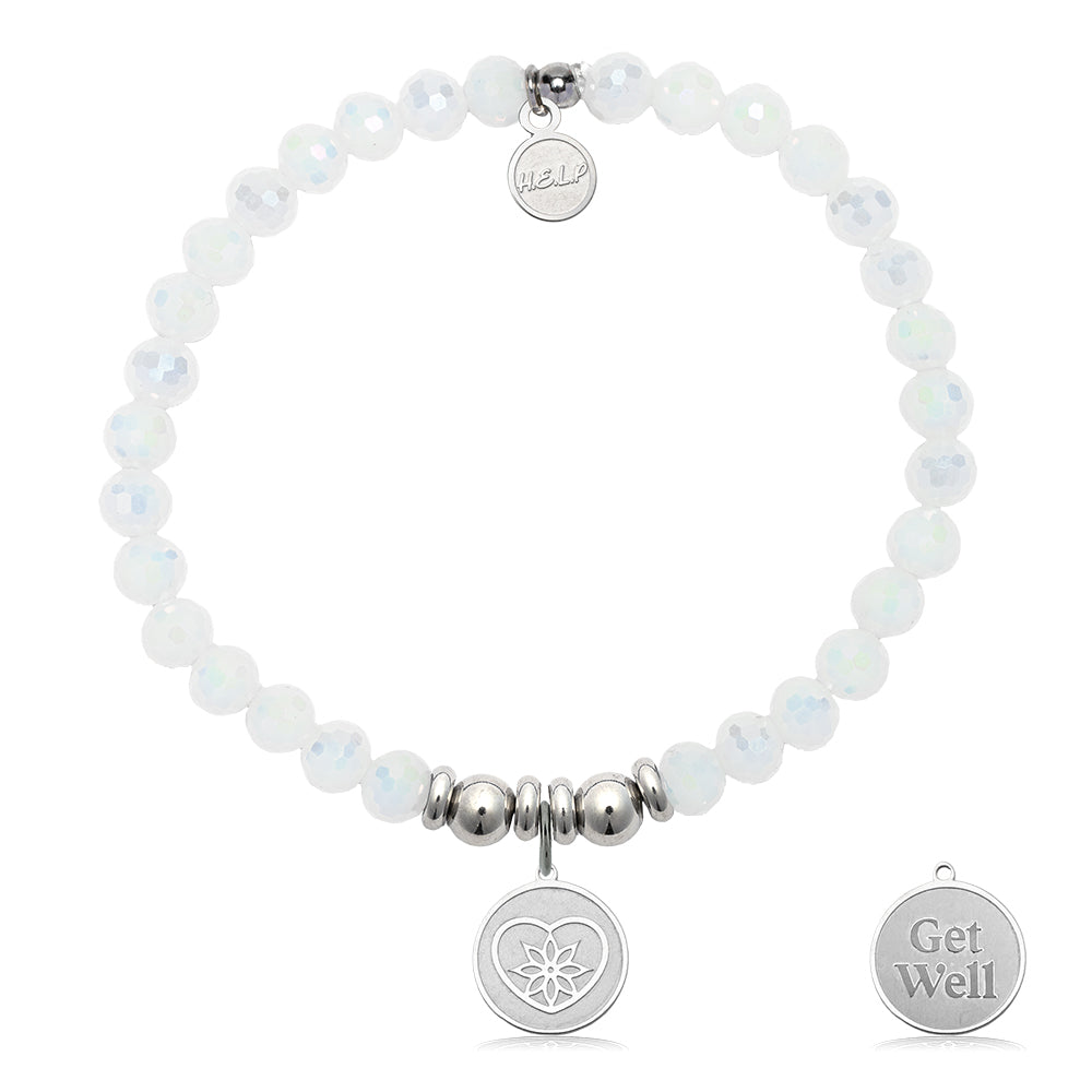 HELP by TJ Get Well Charm with White Crystal Charity Bracelet