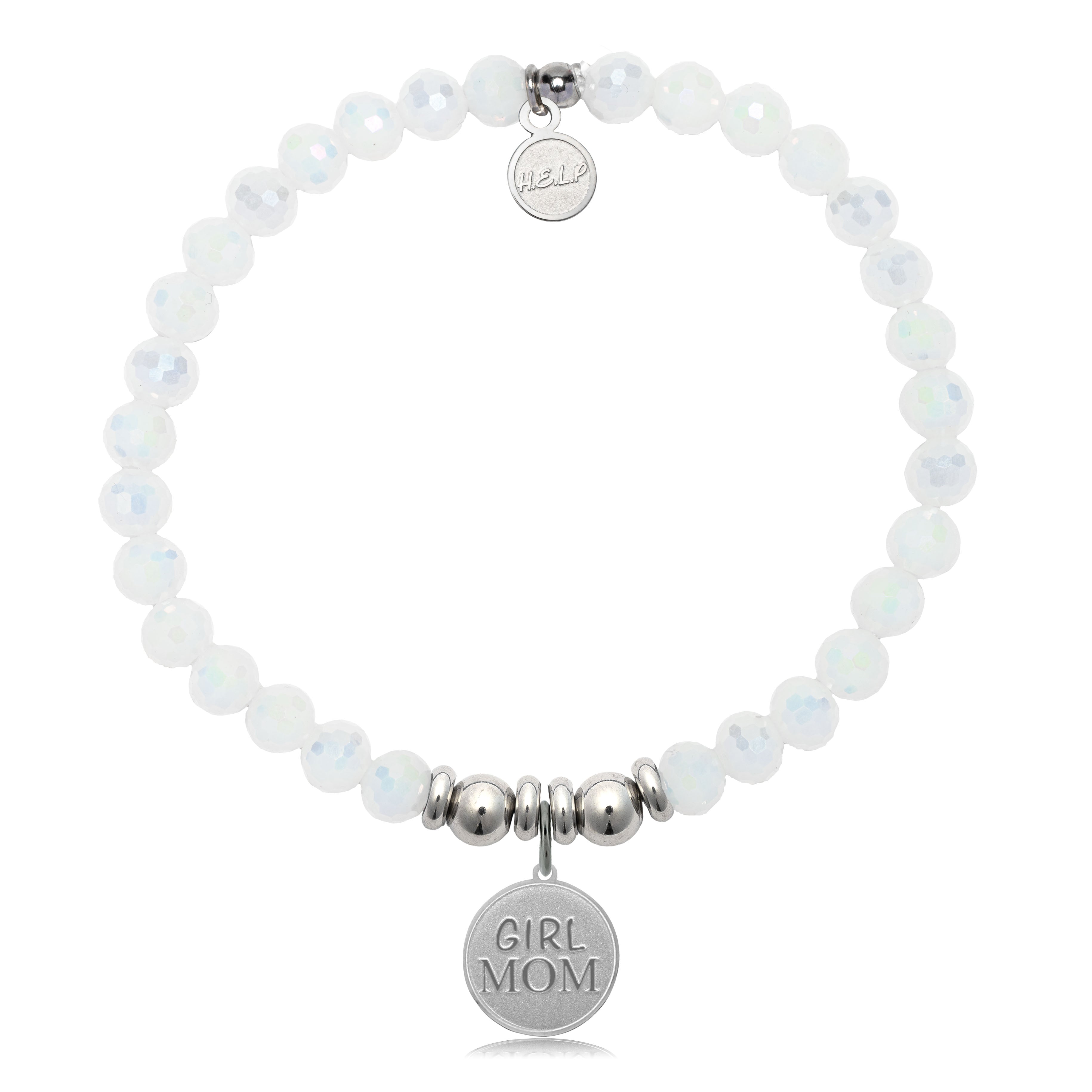 HELP by TJ Girl Mom Charm with White Crystal Charity Bracelet