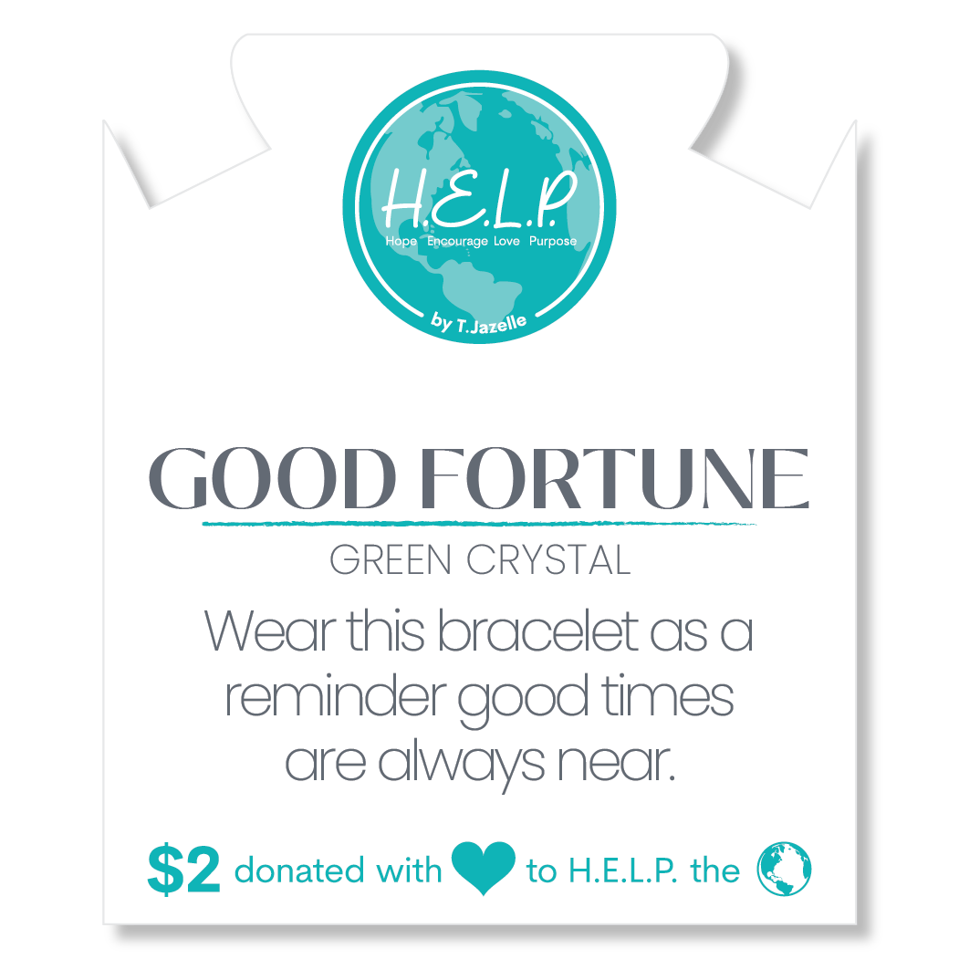 HELP by TJ Good Fortune Stacker Bracelet with Green Crystal Beads
