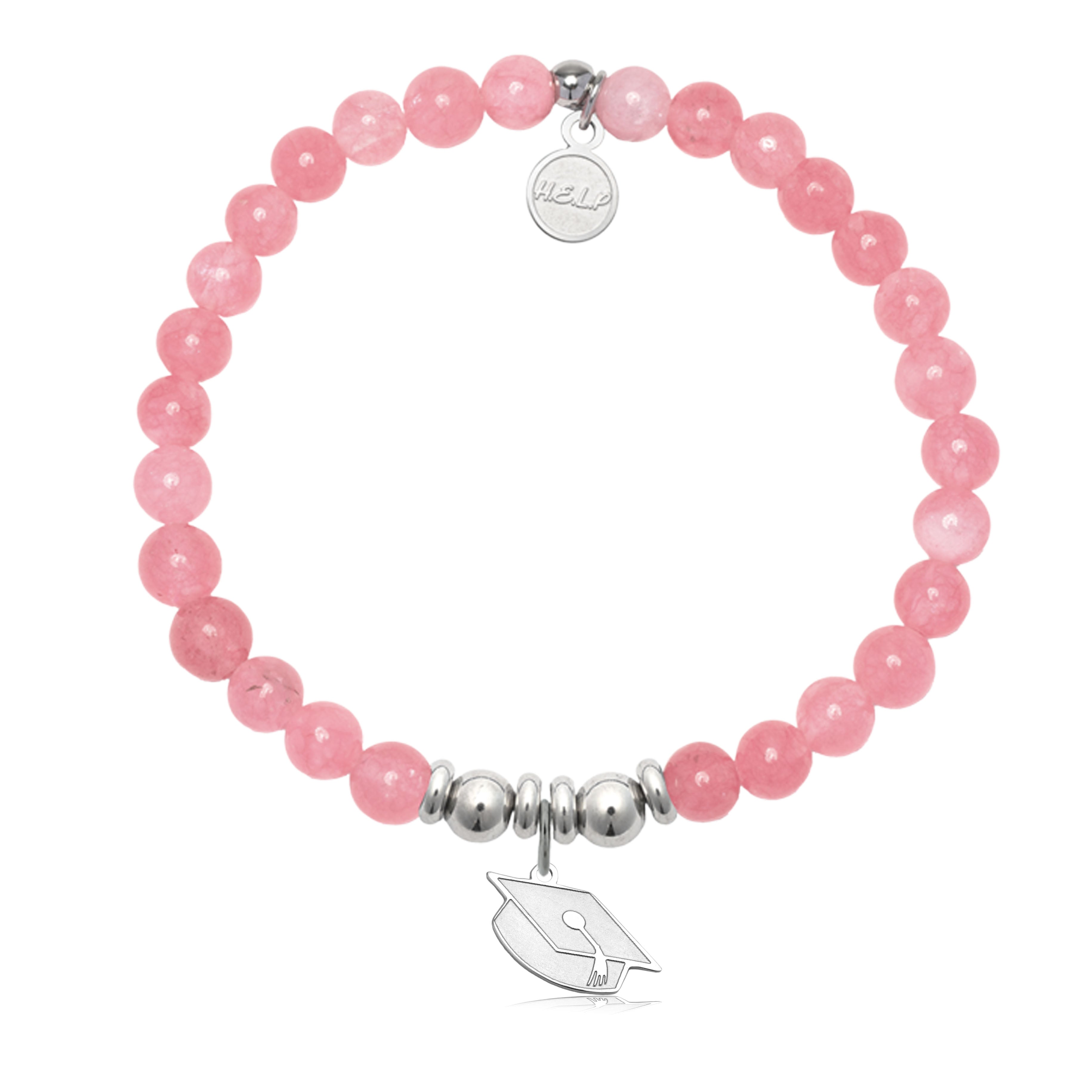 HELP by TJ Grad Cap Charm with Cherry Jade Charity Bracelet