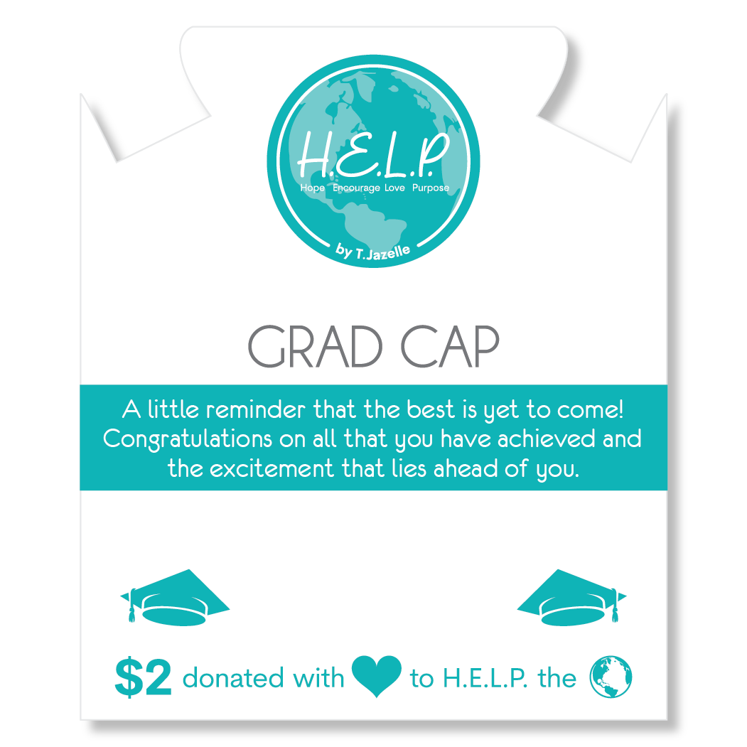 HELP by TJ Grad Cap Charm with Green Crystal Charity Bracelet