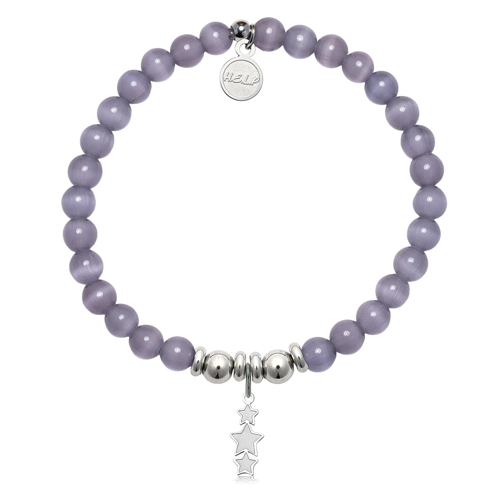 HELP by TJ Happy Birthday Charm with Purple Cats Eye Charity Bracelet