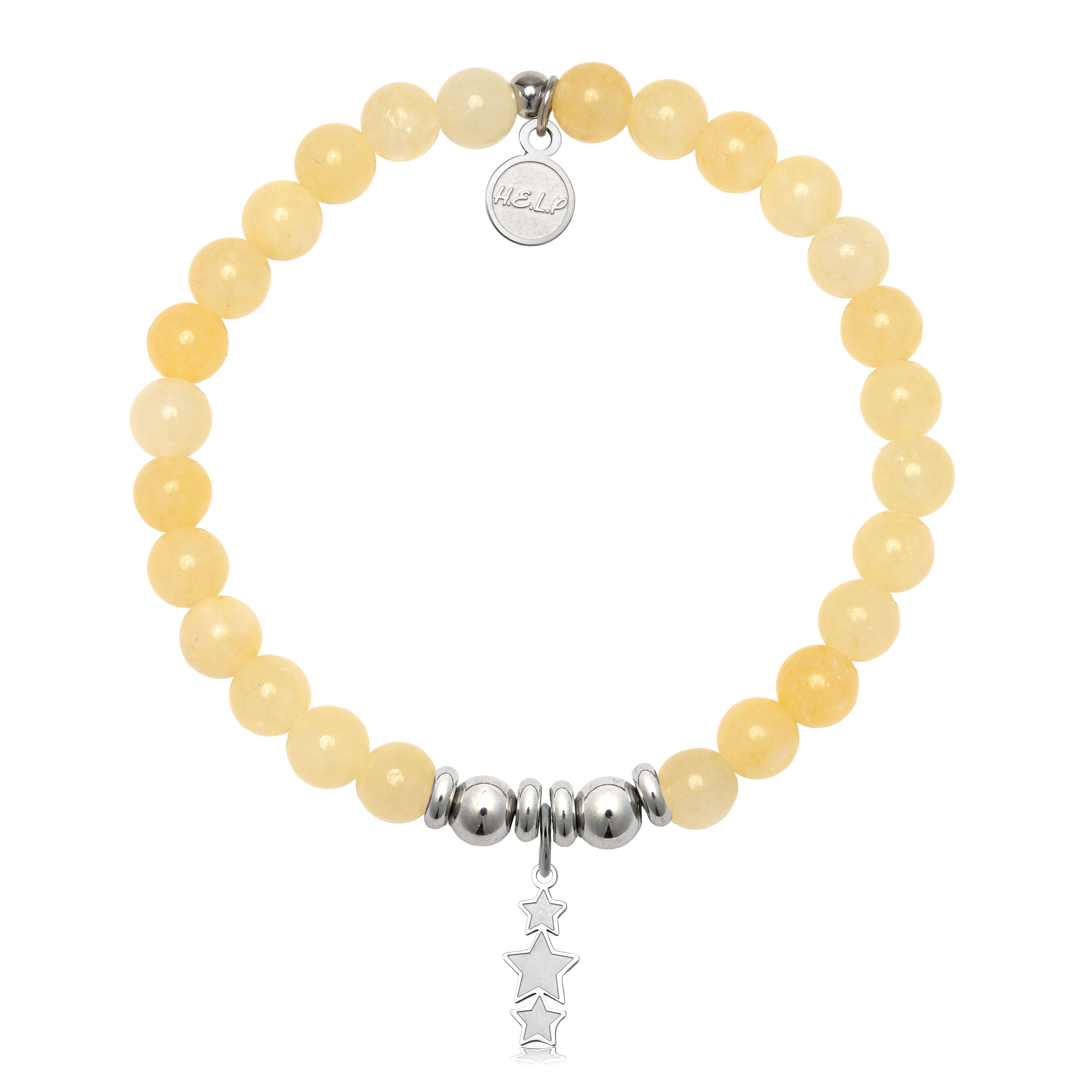 HELP by TJ Happy Birthday Charm with Yellow Jade Charity Bracelet