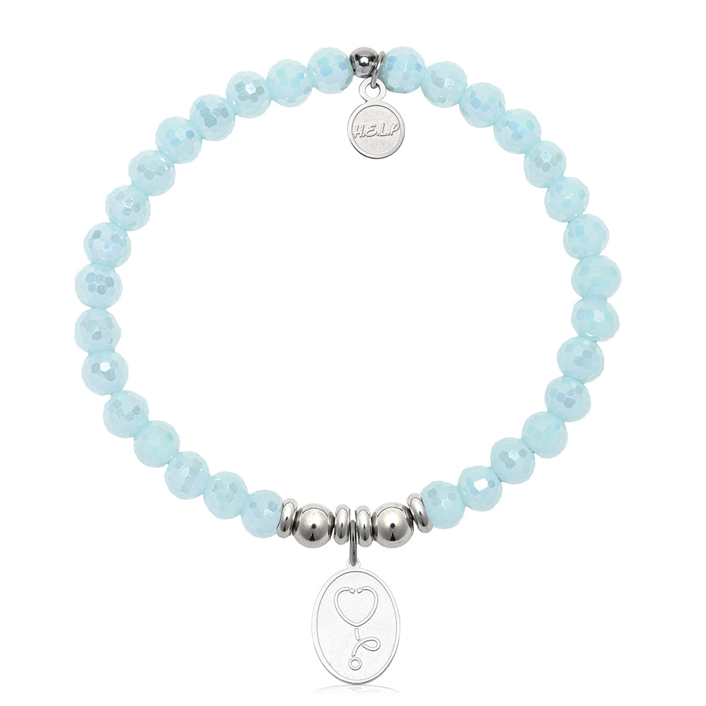 HELP by TJ Healing Heros Charm with Aqua Crystal Charity Bracelet