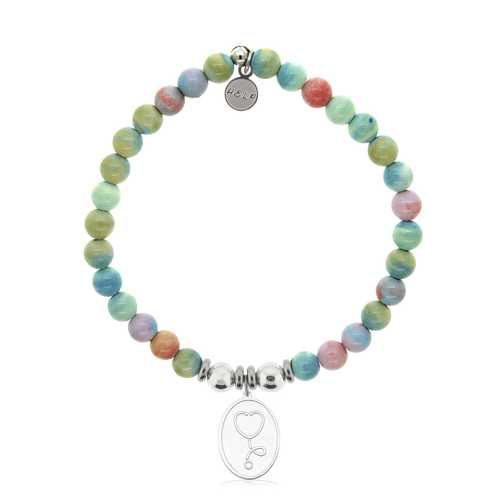 HELP by TJ Healing Heros Charm with Pastel Magnesite Charity Bracelet